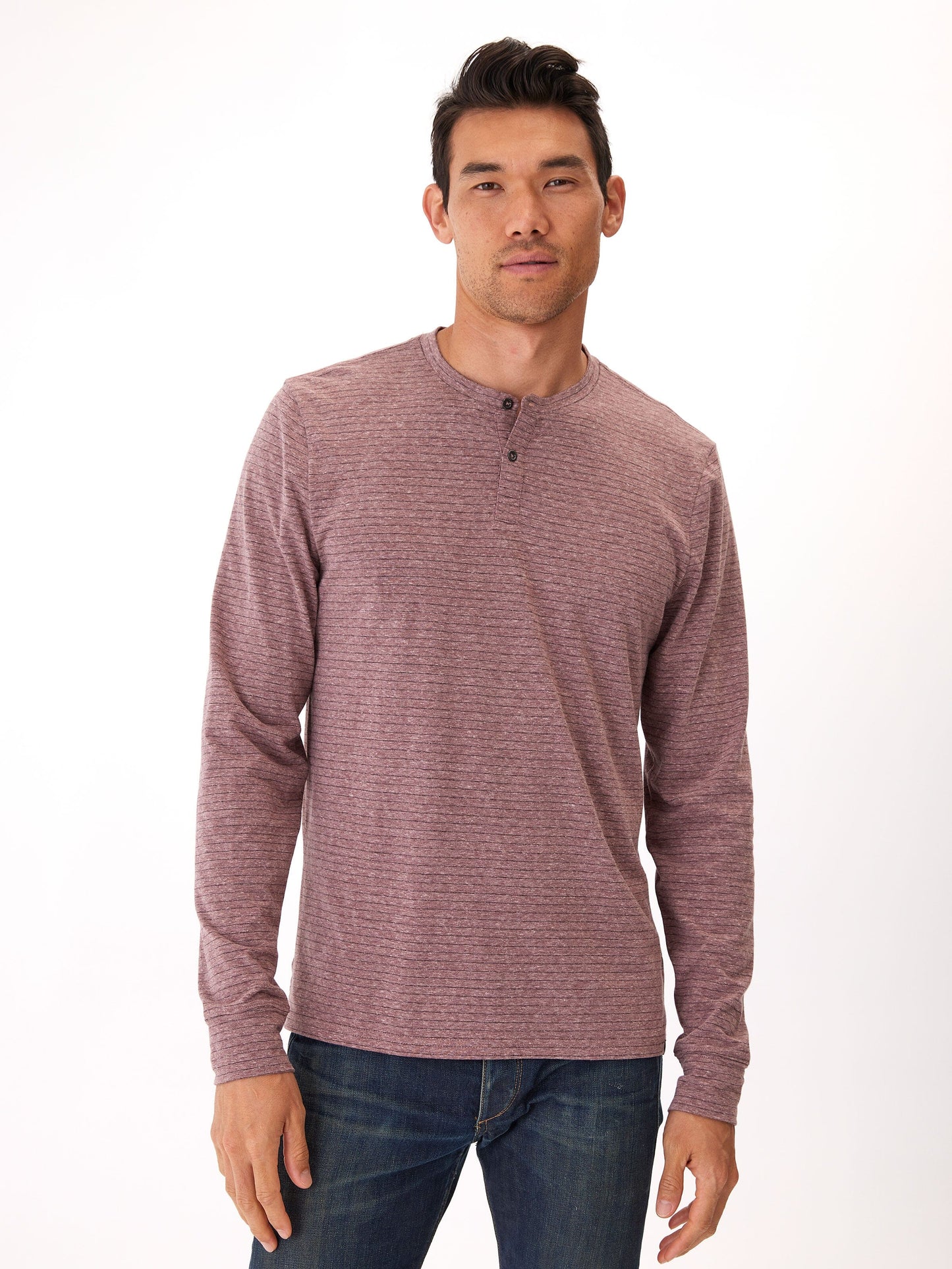 Stripe Triblend Long Sleeve Henley