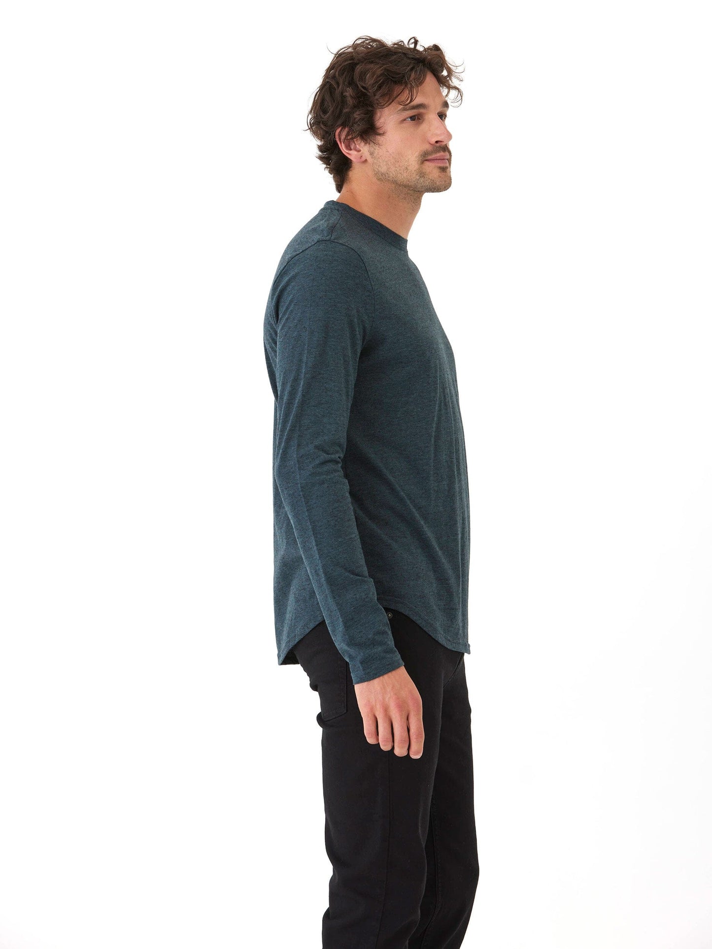 Black Fleck Triblend Long Sleeve Crew