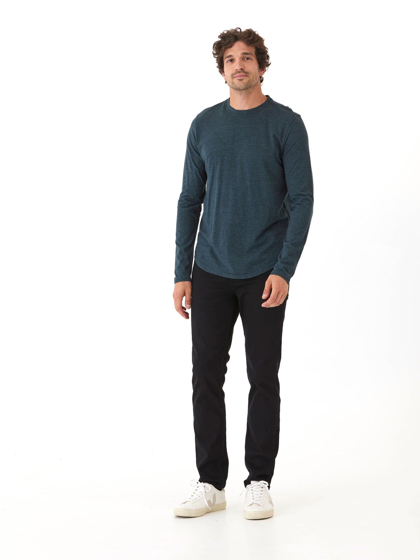 Black Fleck Triblend Long Sleeve Crew