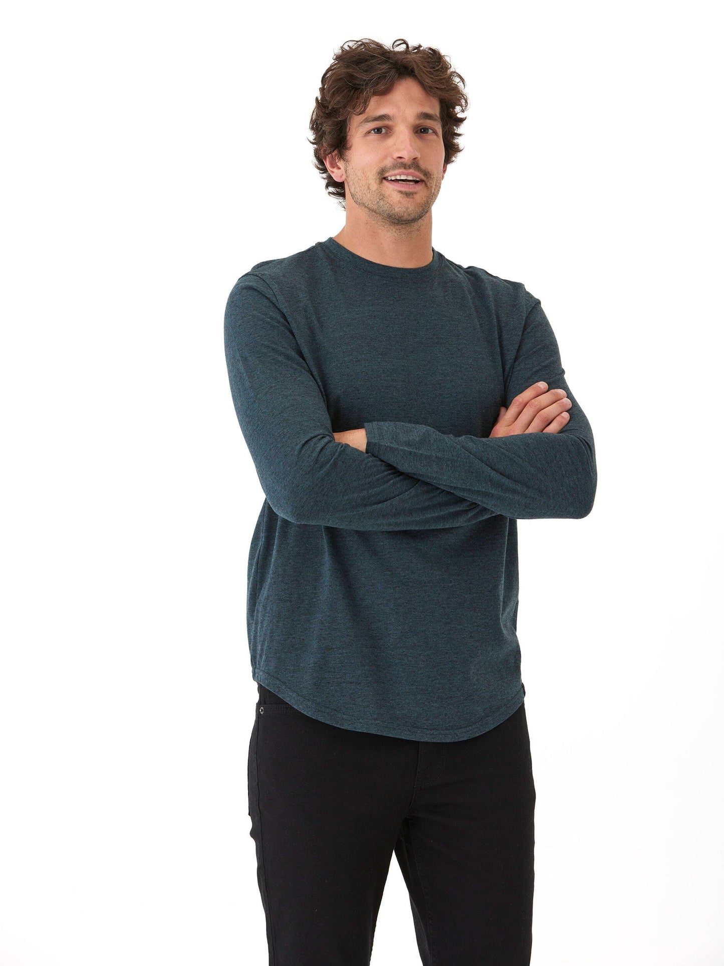Black Fleck Triblend Long Sleeve Crew