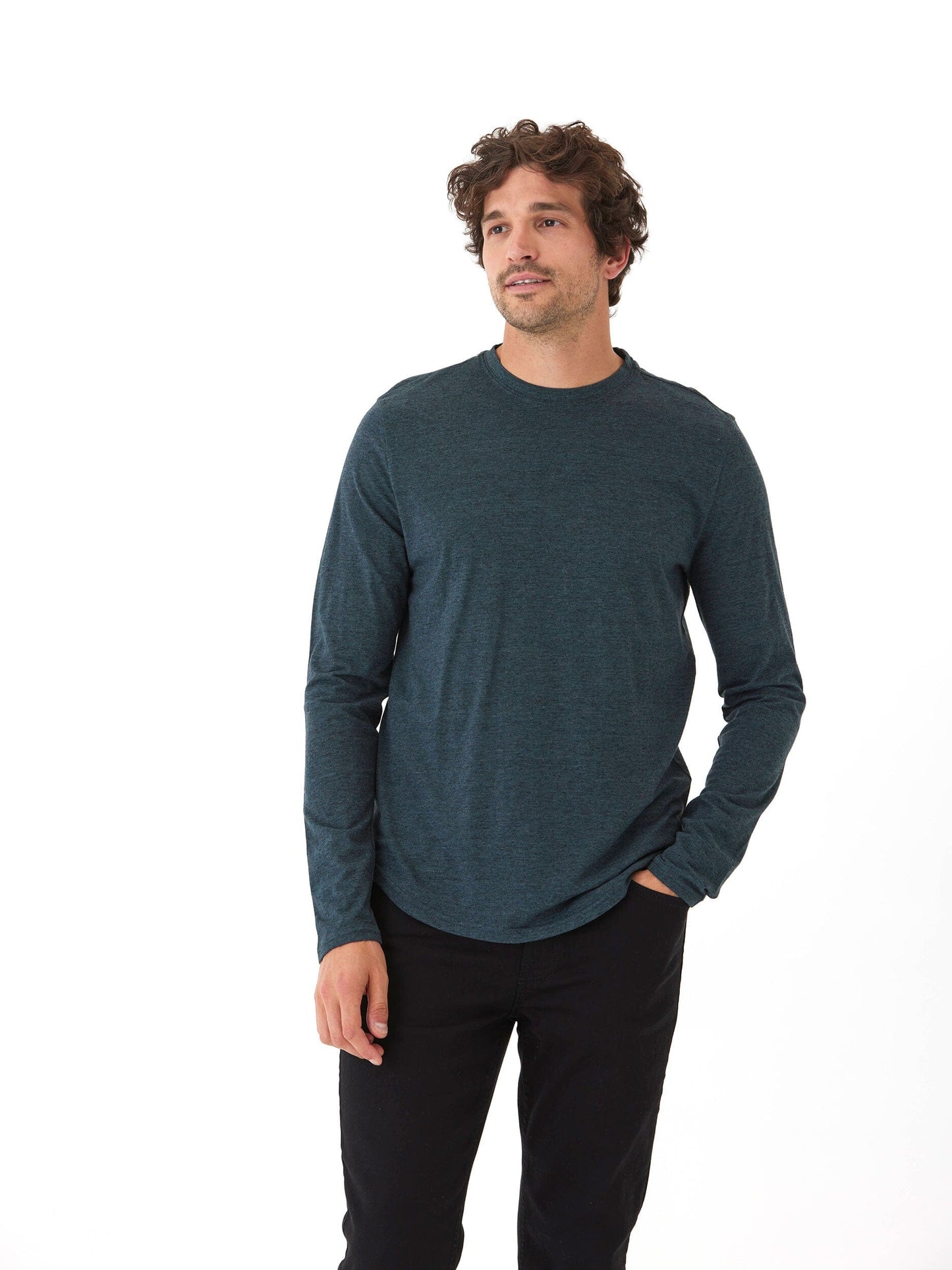 Black Fleck Triblend Long Sleeve Crew