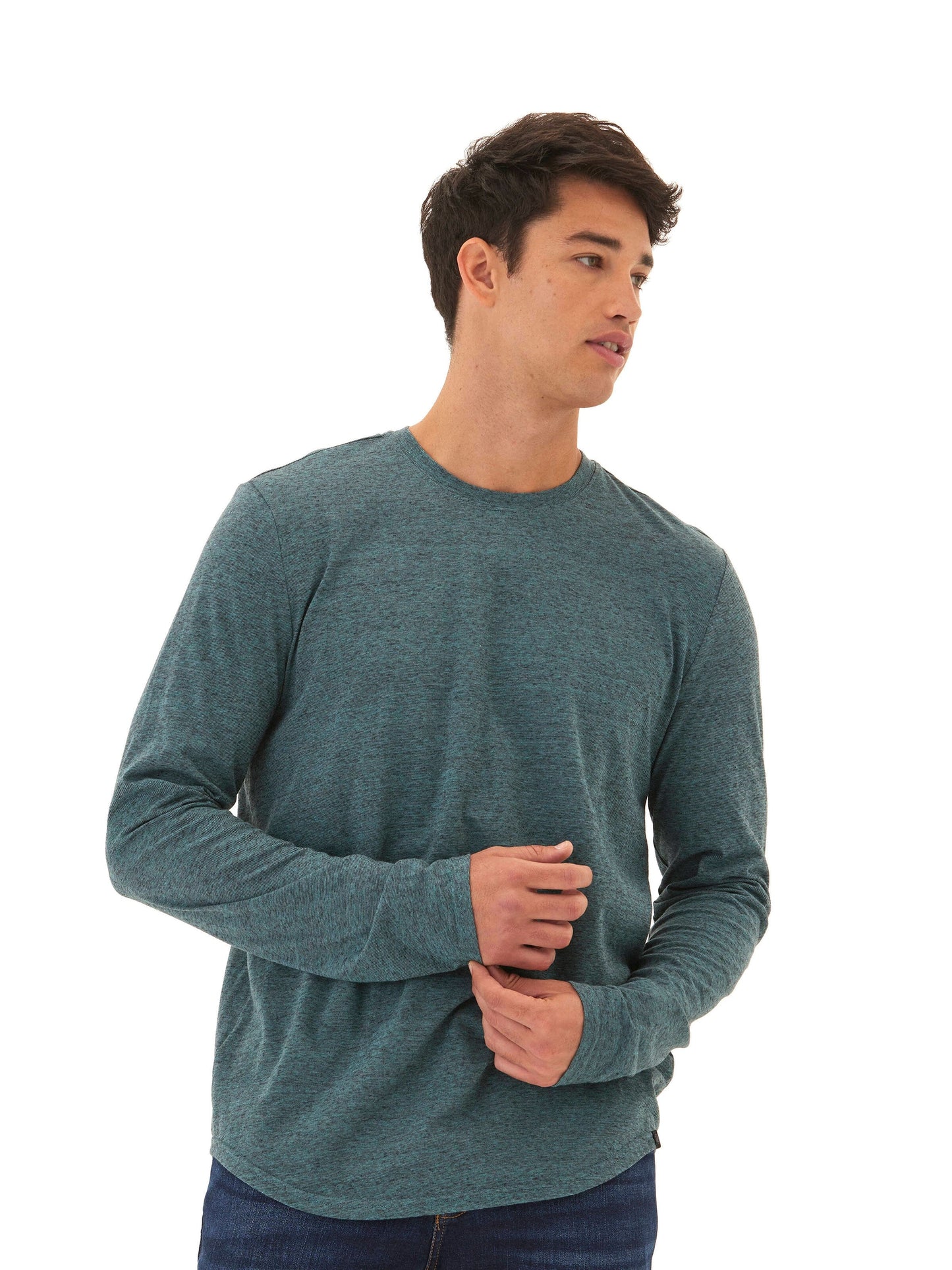 Black Fleck Triblend Long Sleeve Crew