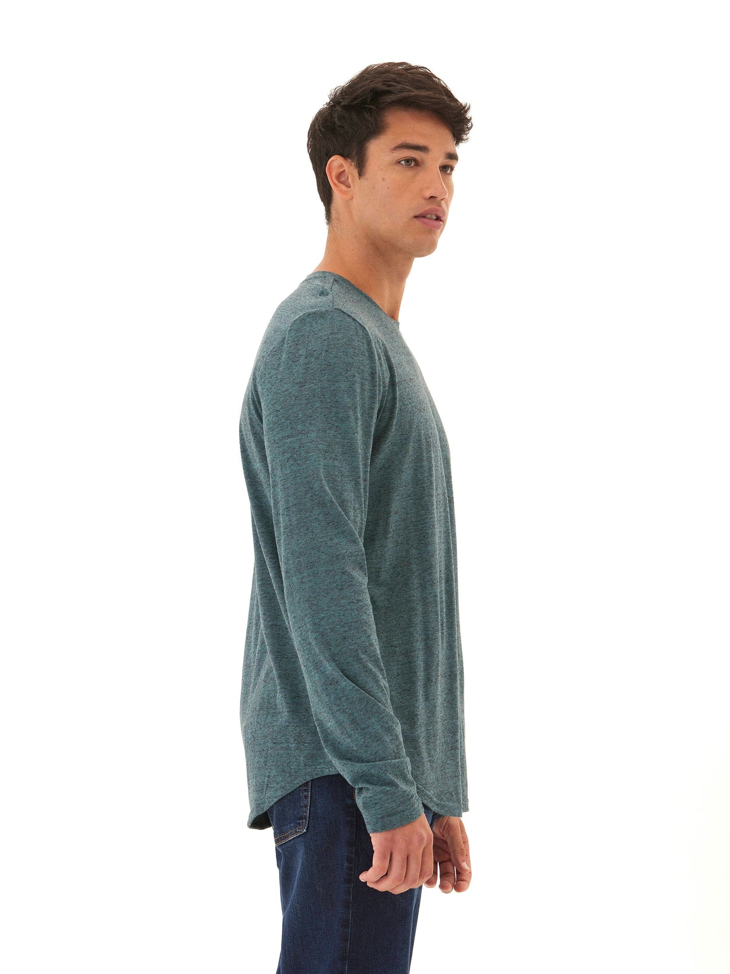 Black Fleck Triblend Long Sleeve Crew