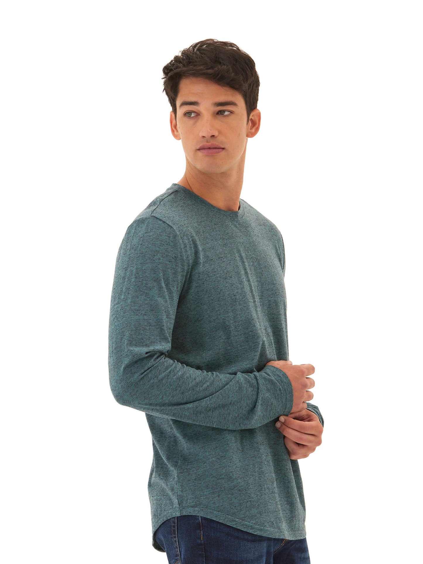 Black Fleck Triblend Long Sleeve Crew