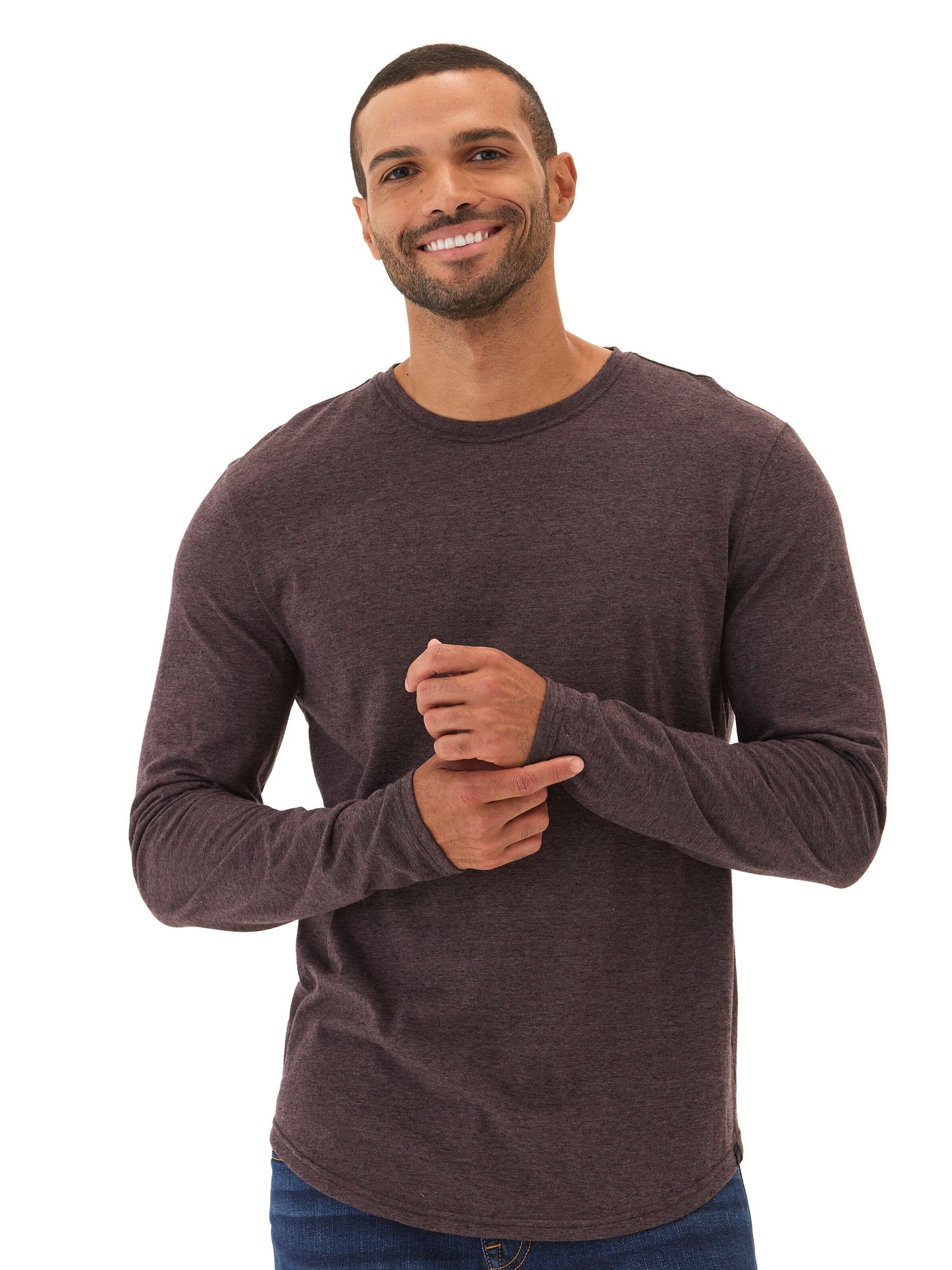 Black Fleck Triblend Long Sleeve Crew