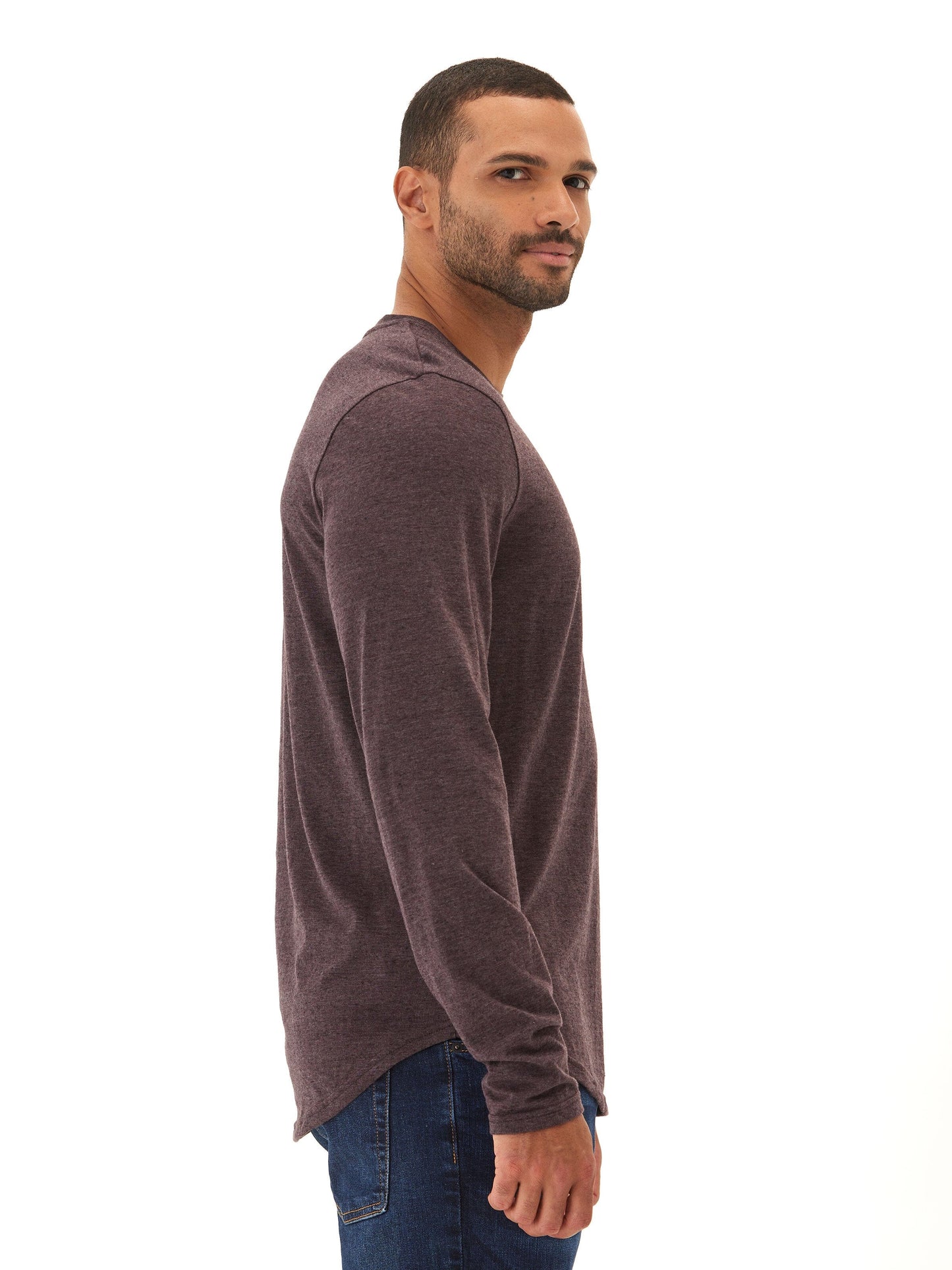 Black Fleck Triblend Long Sleeve Crew