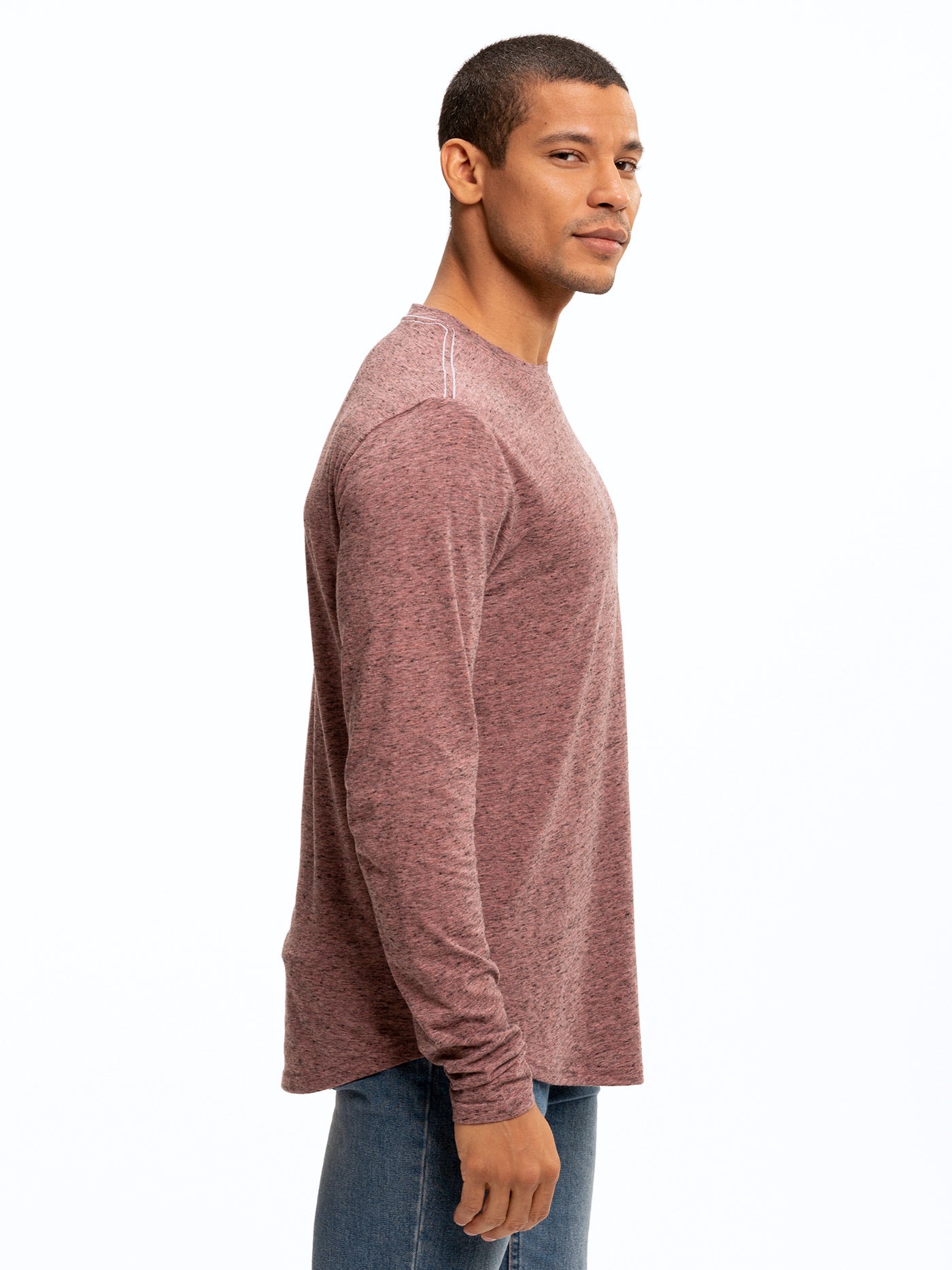 Black Fleck Triblend Long Sleeve Crew