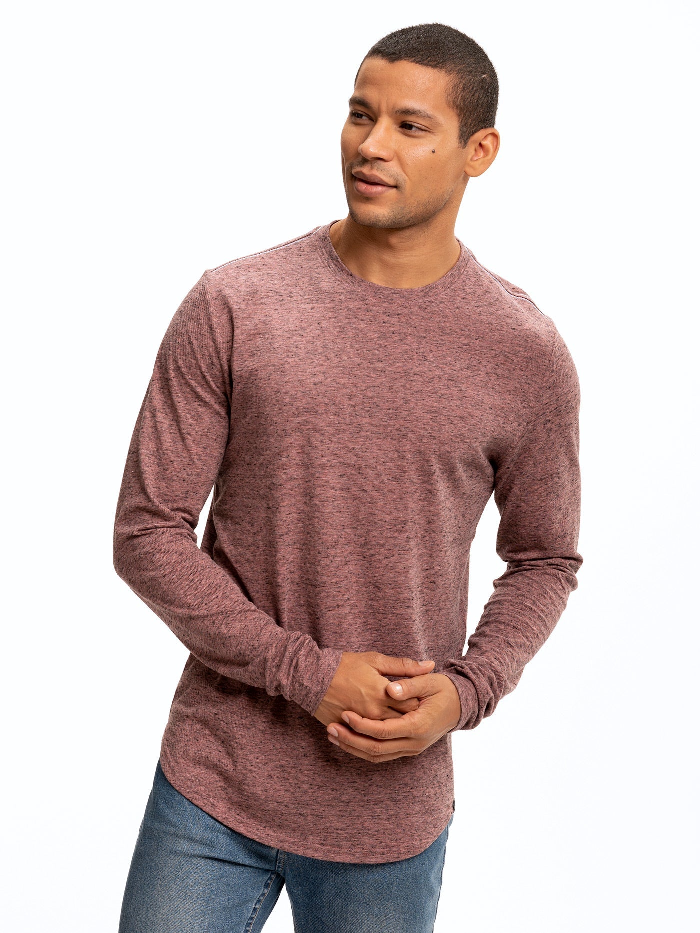 Black Fleck Triblend Long Sleeve Crew
