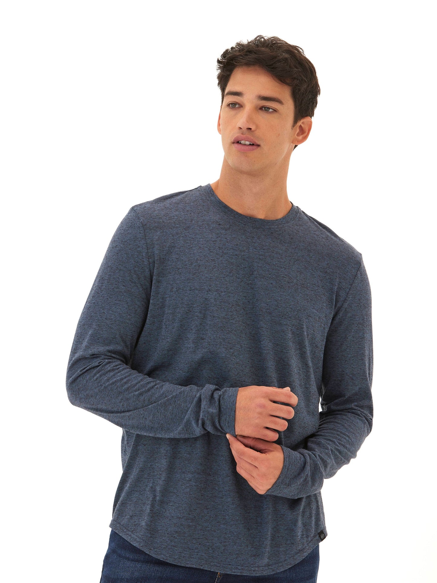 Black Fleck Triblend Long Sleeve Crew