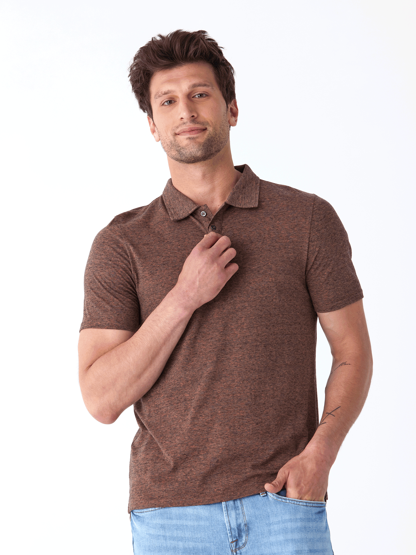 Black Fleck Triblend Jersey Polo