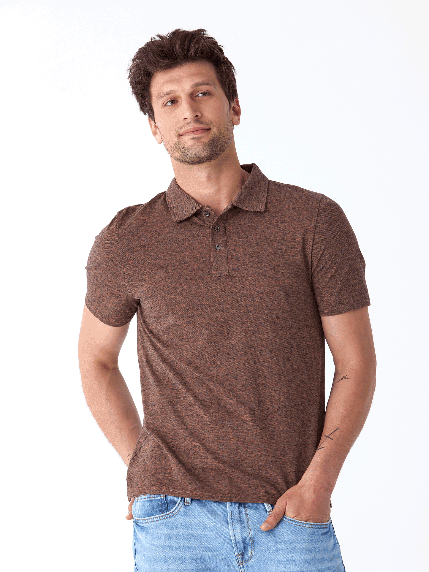 Black Fleck Triblend Jersey Polo