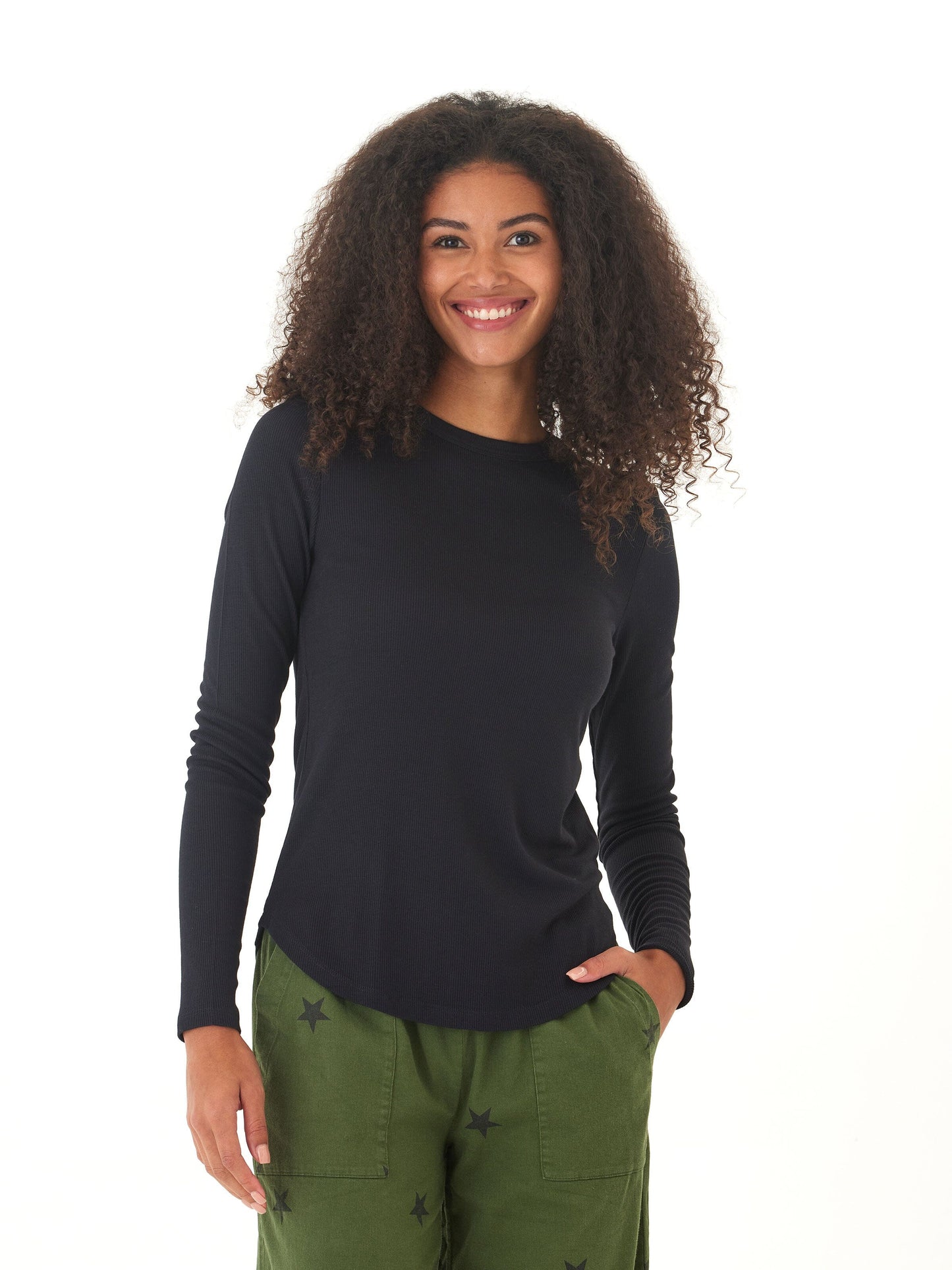 Torri Feather Rib Long Sleeve Crew Tee