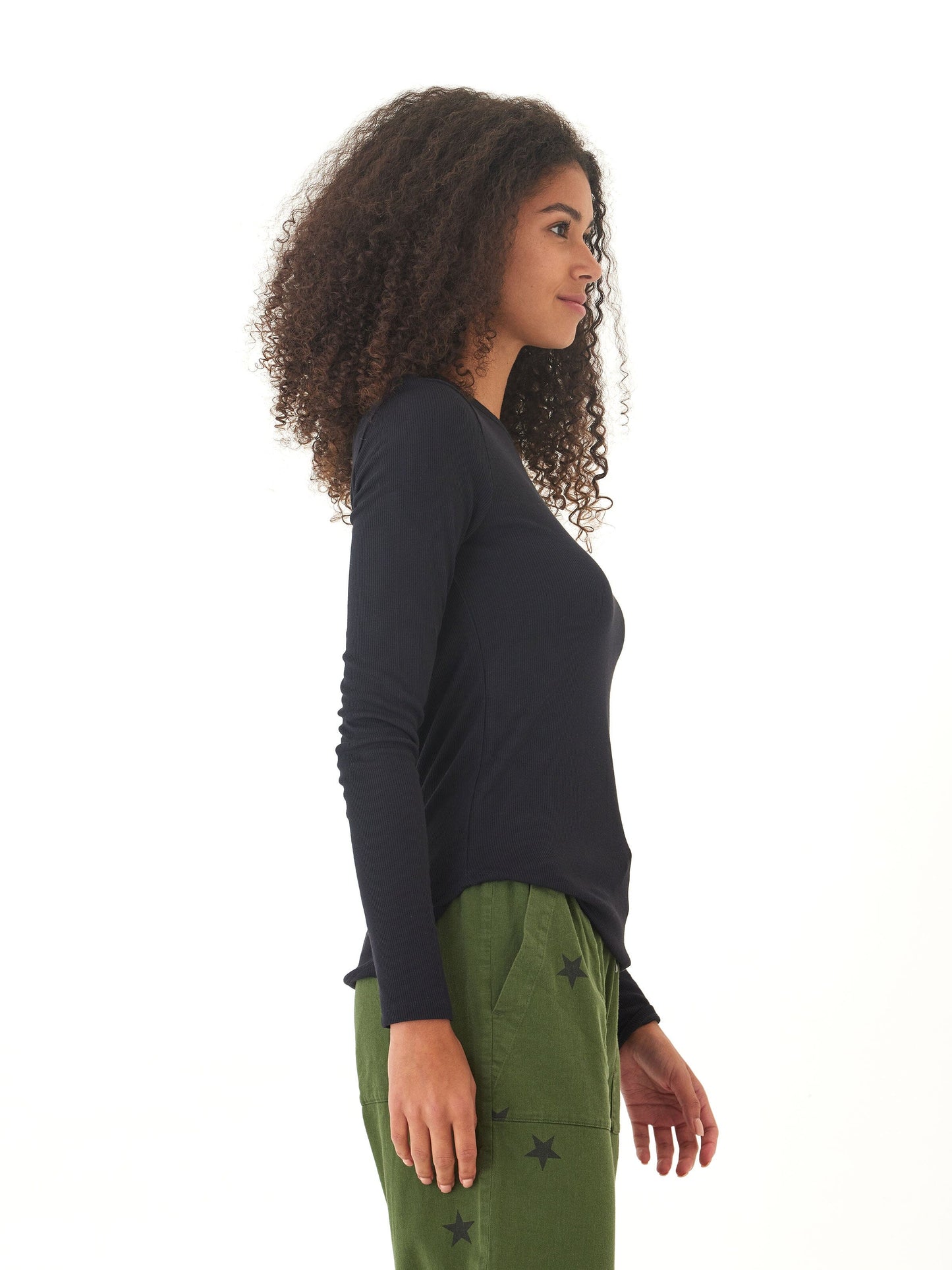 Torri Feather Rib Long Sleeve Crew Tee
