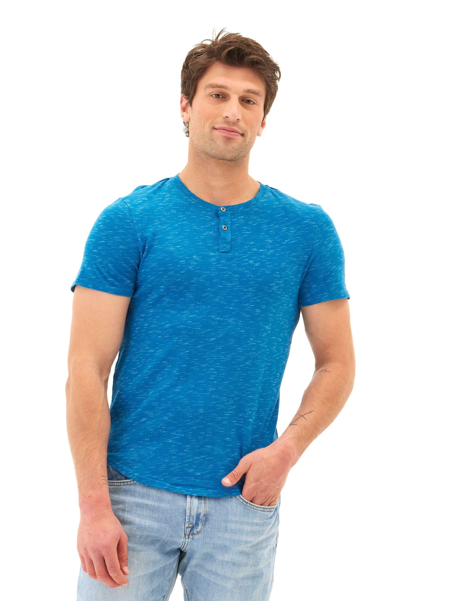 Two Tone Slub Jersey Henley