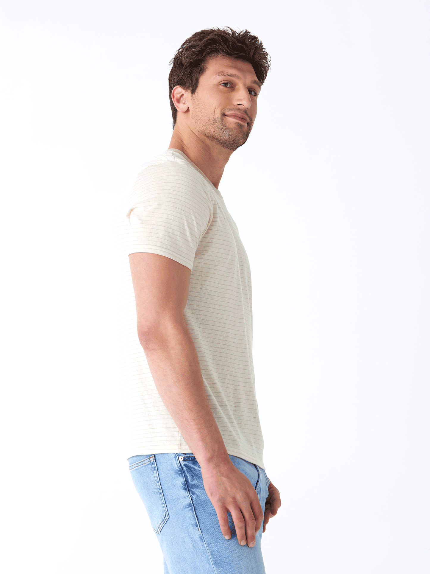 Stripe Triblend Jersey Crew Tee