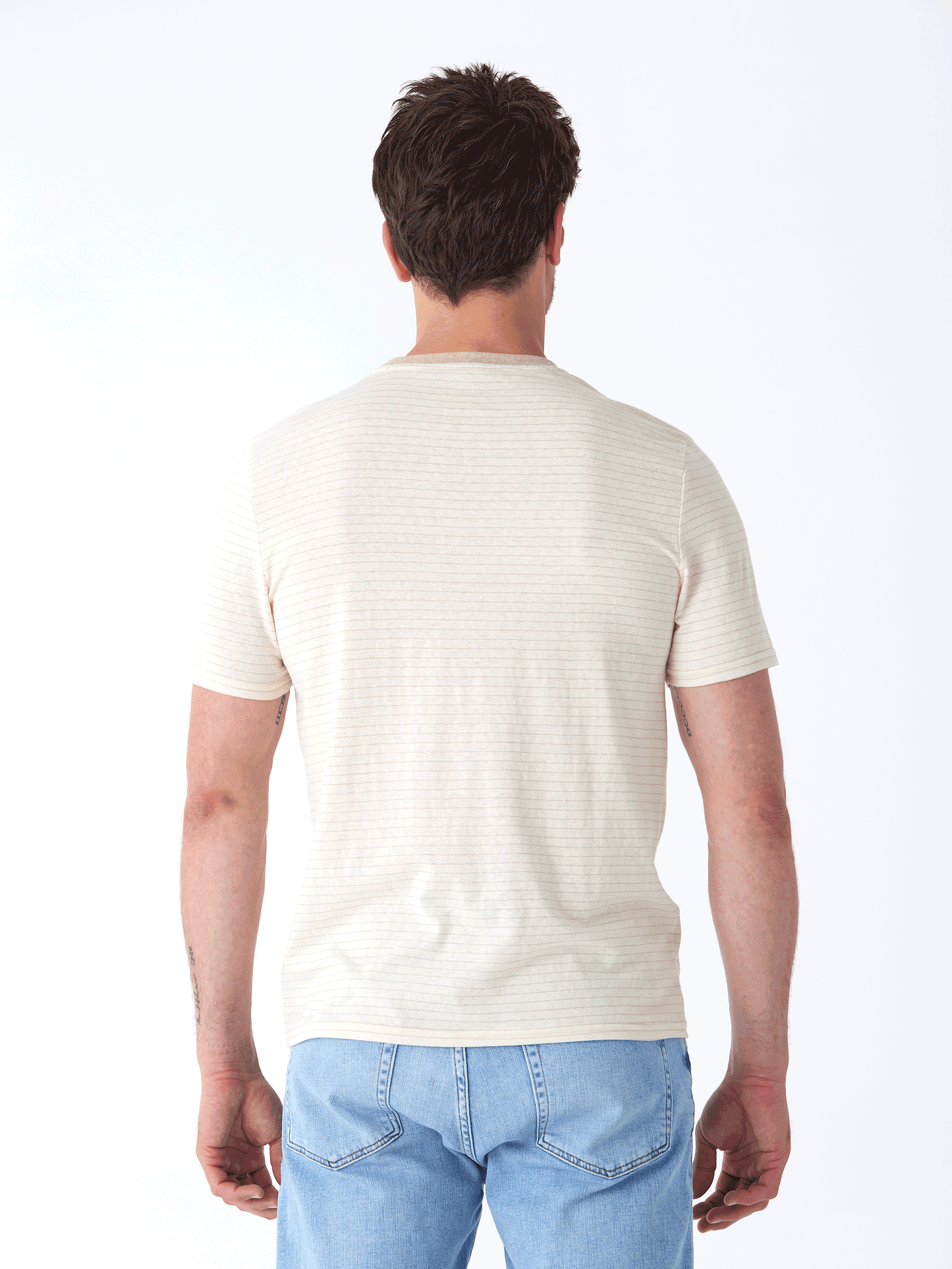 Stripe Triblend Jersey Crew Tee