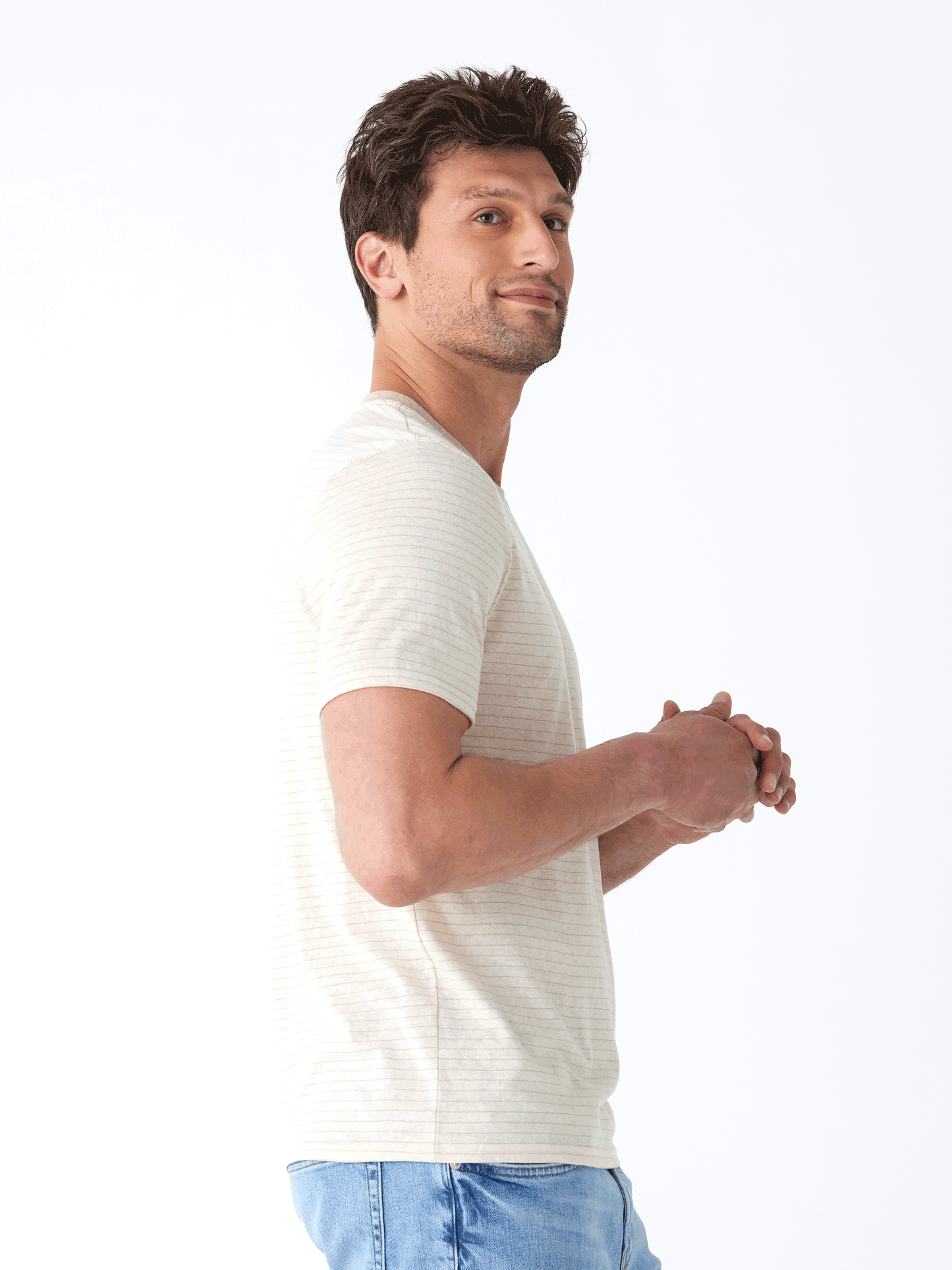 Stripe Triblend Jersey Crew Tee