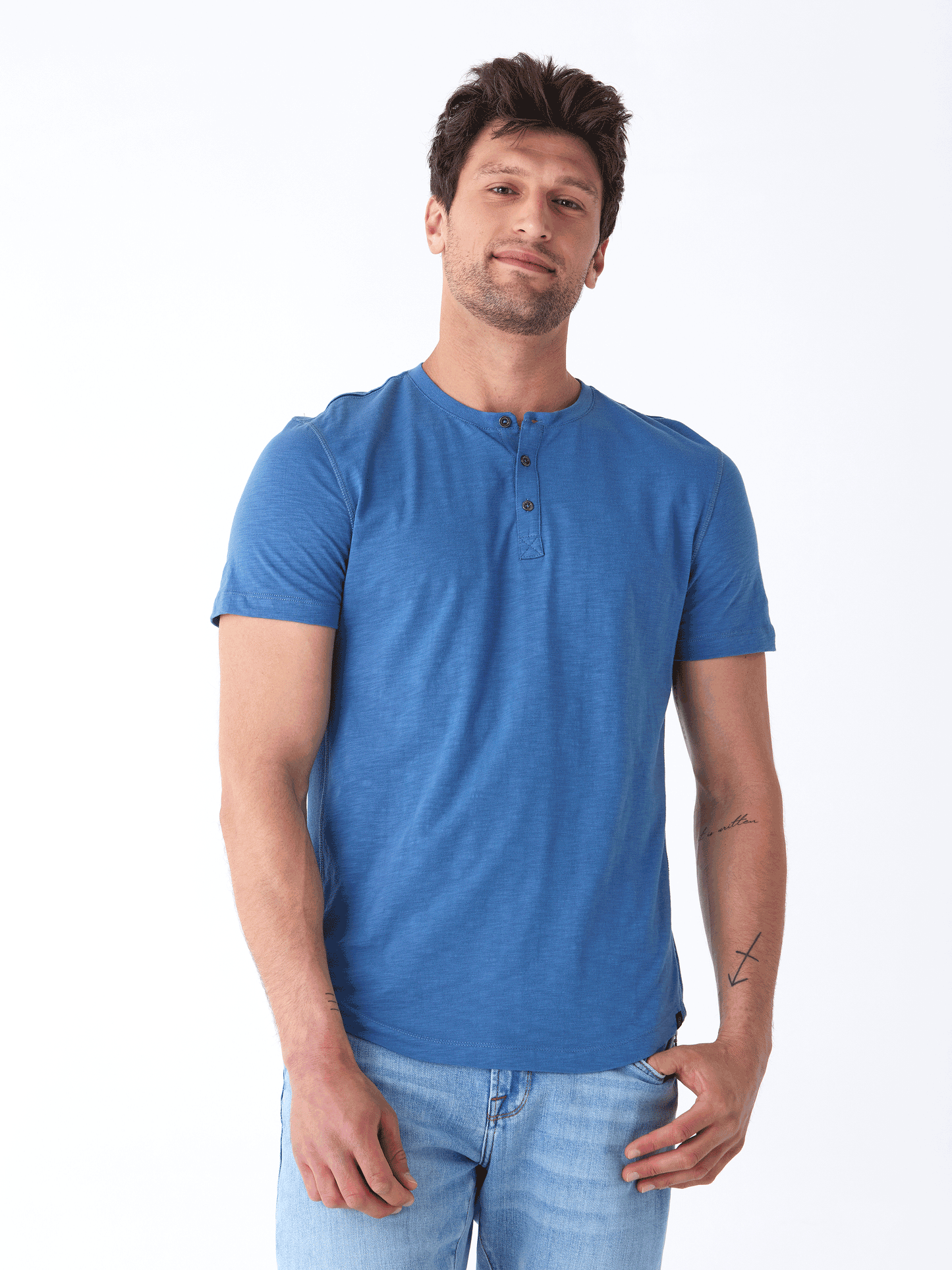 Heath Slub Jersey Short Sleeve Henley