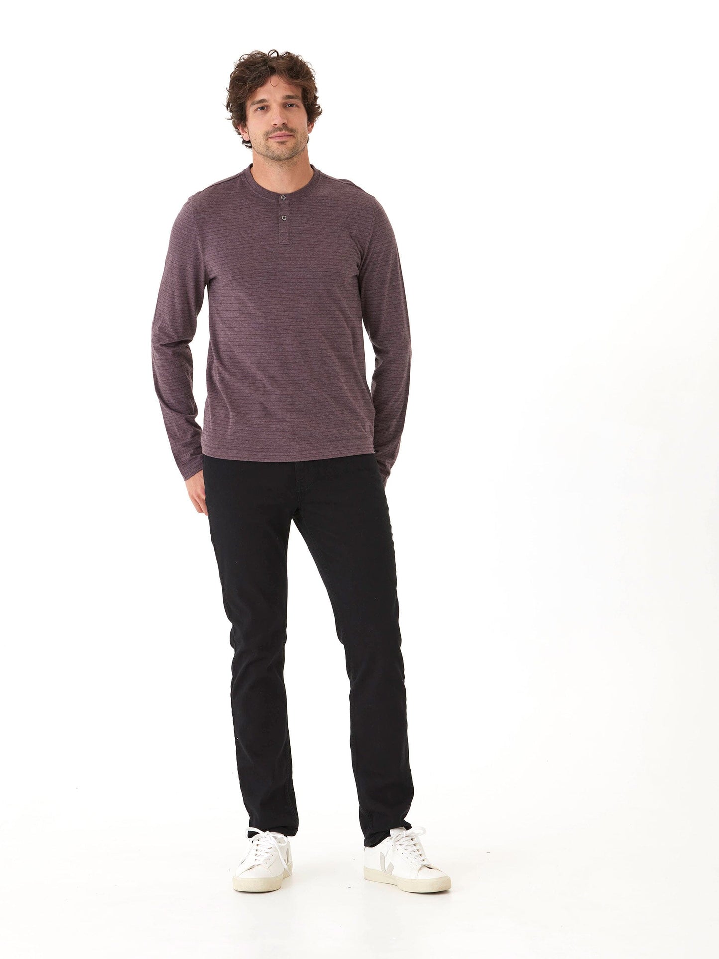 Torryn Triblend Stripe Jersey Long Sleeve Contrast Henley