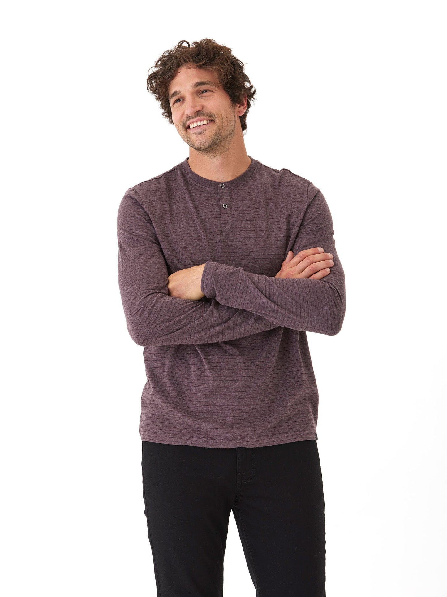 Torryn Triblend Stripe Jersey Long Sleeve Contrast Henley