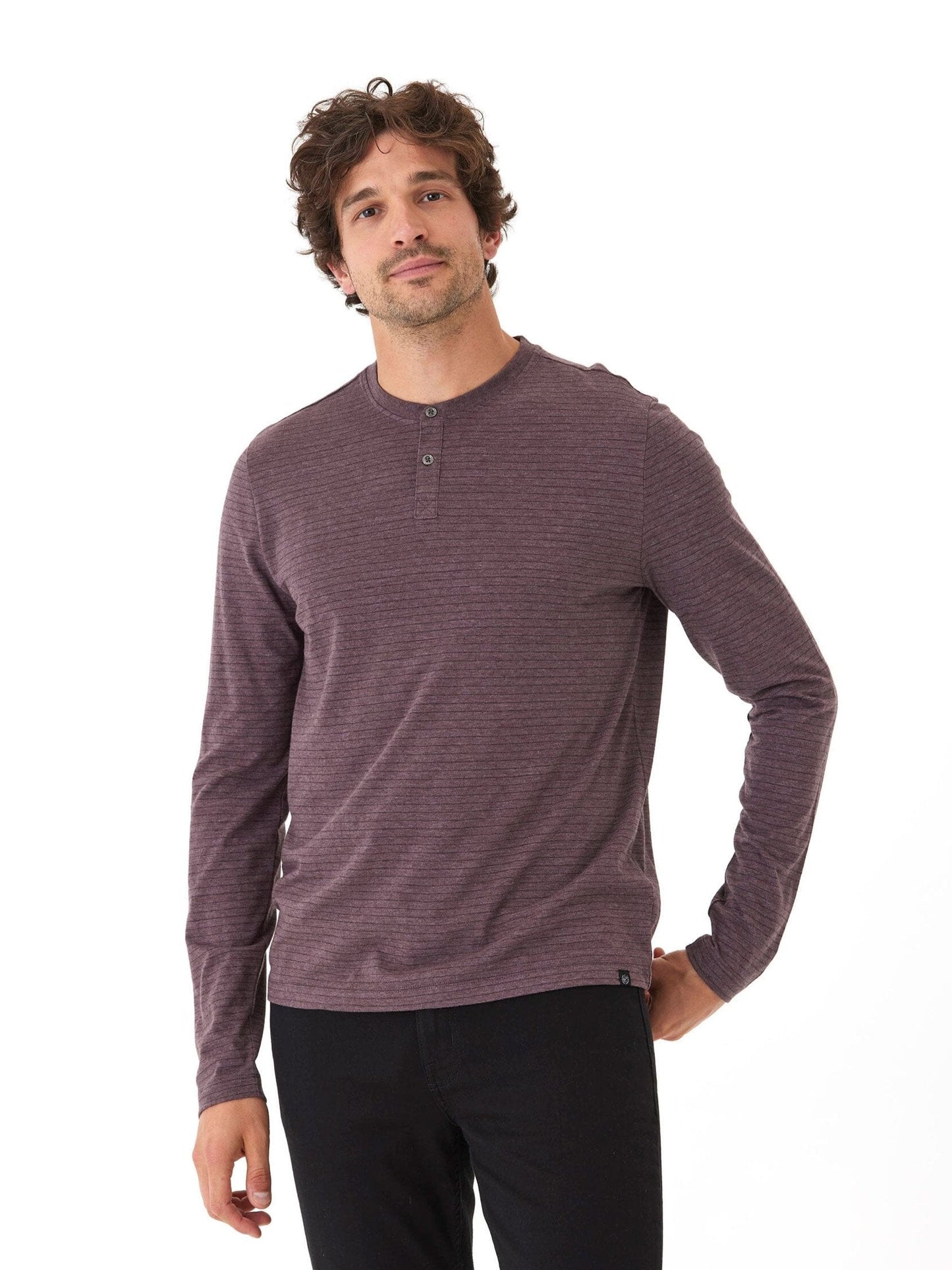 Torryn Triblend Stripe Jersey Long Sleeve Contrast Henley