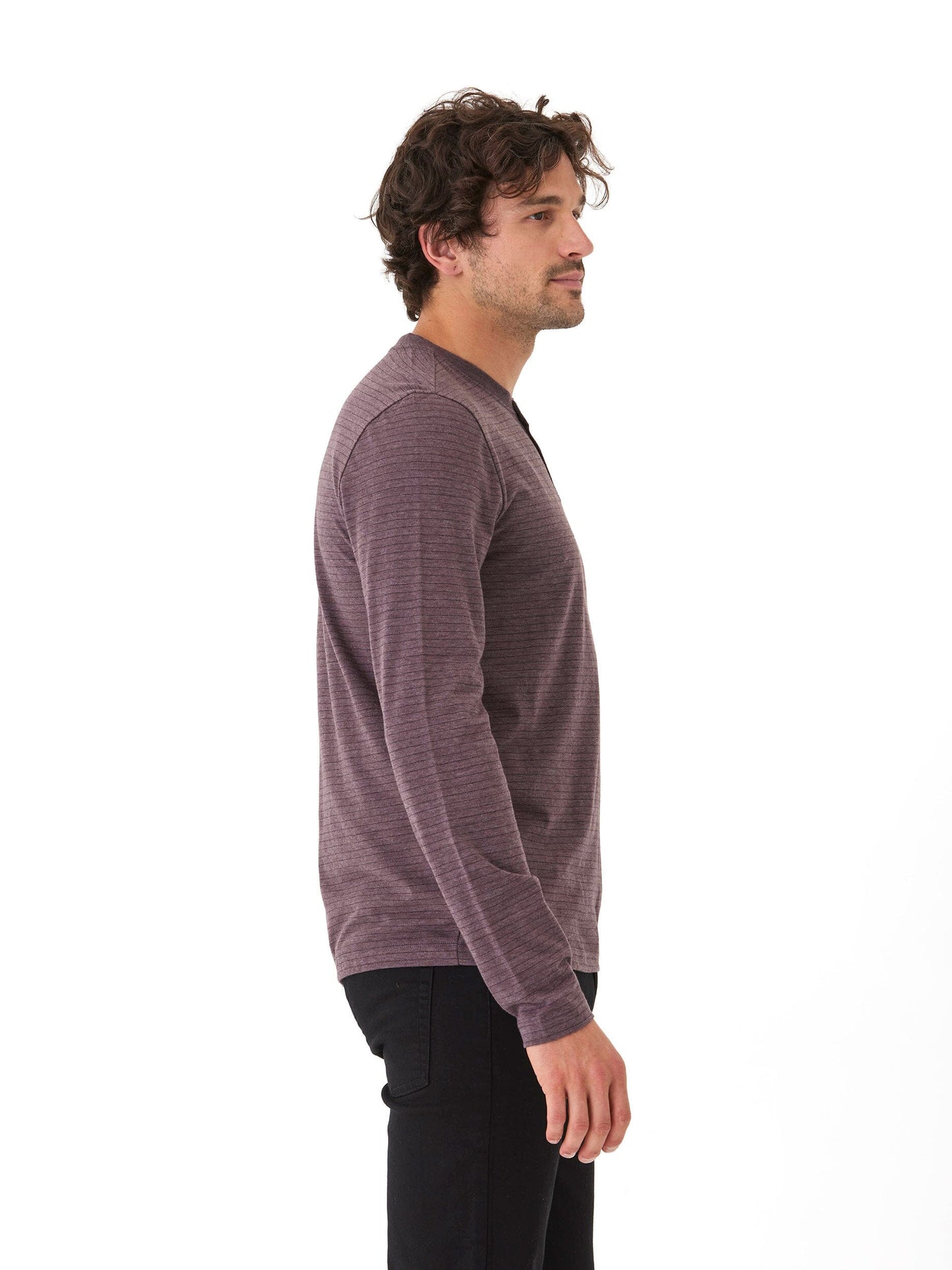 Torryn Triblend Stripe Jersey Long Sleeve Contrast Henley