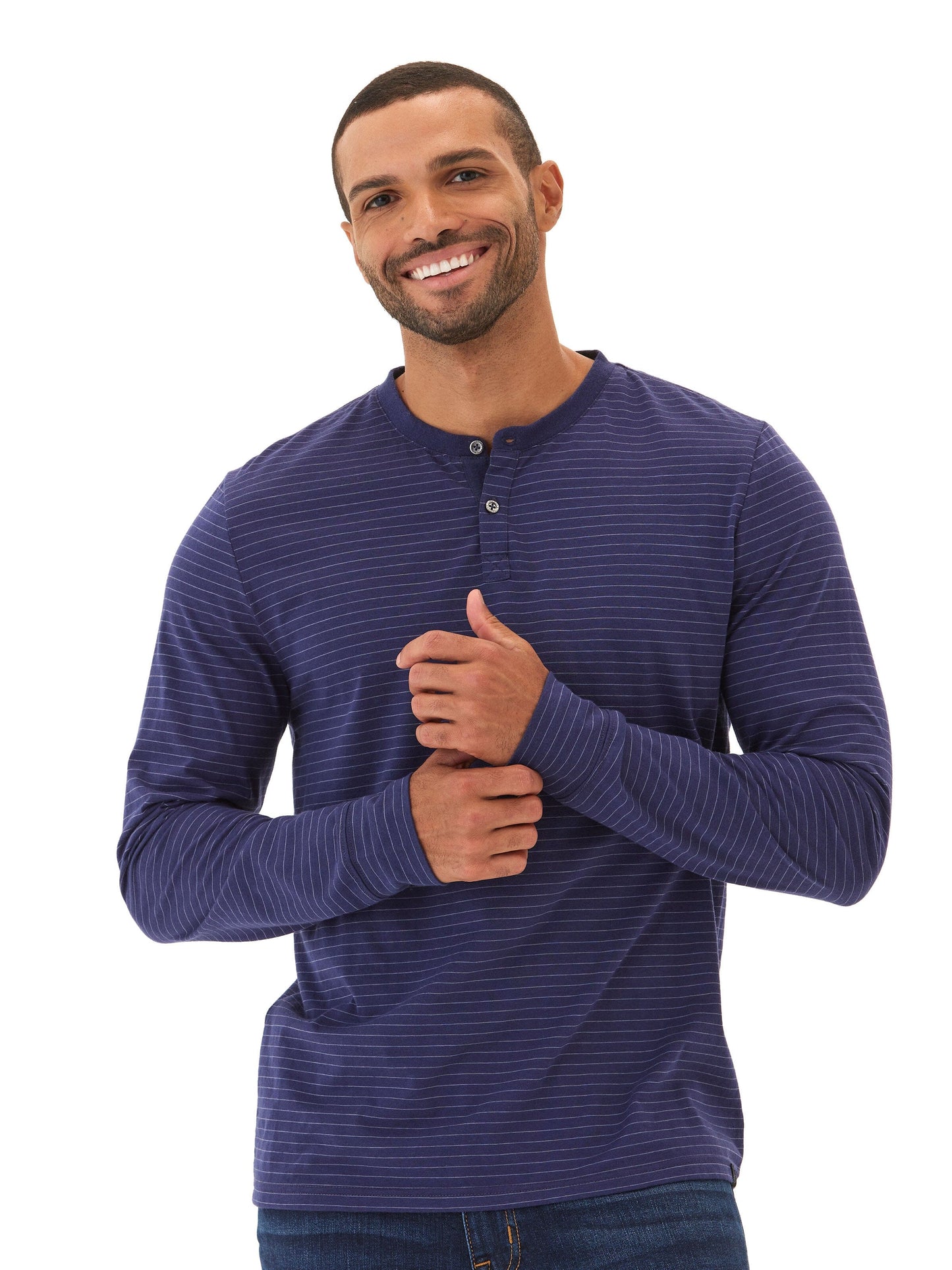 Torryn Triblend Stripe Jersey Long Sleeve Contrast Henley