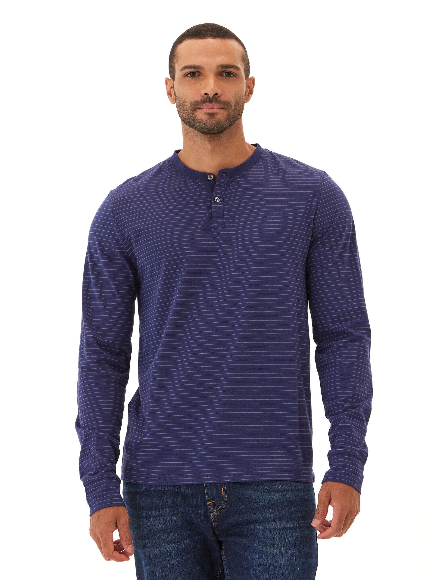 Torryn Triblend Stripe Jersey Long Sleeve Contrast Henley