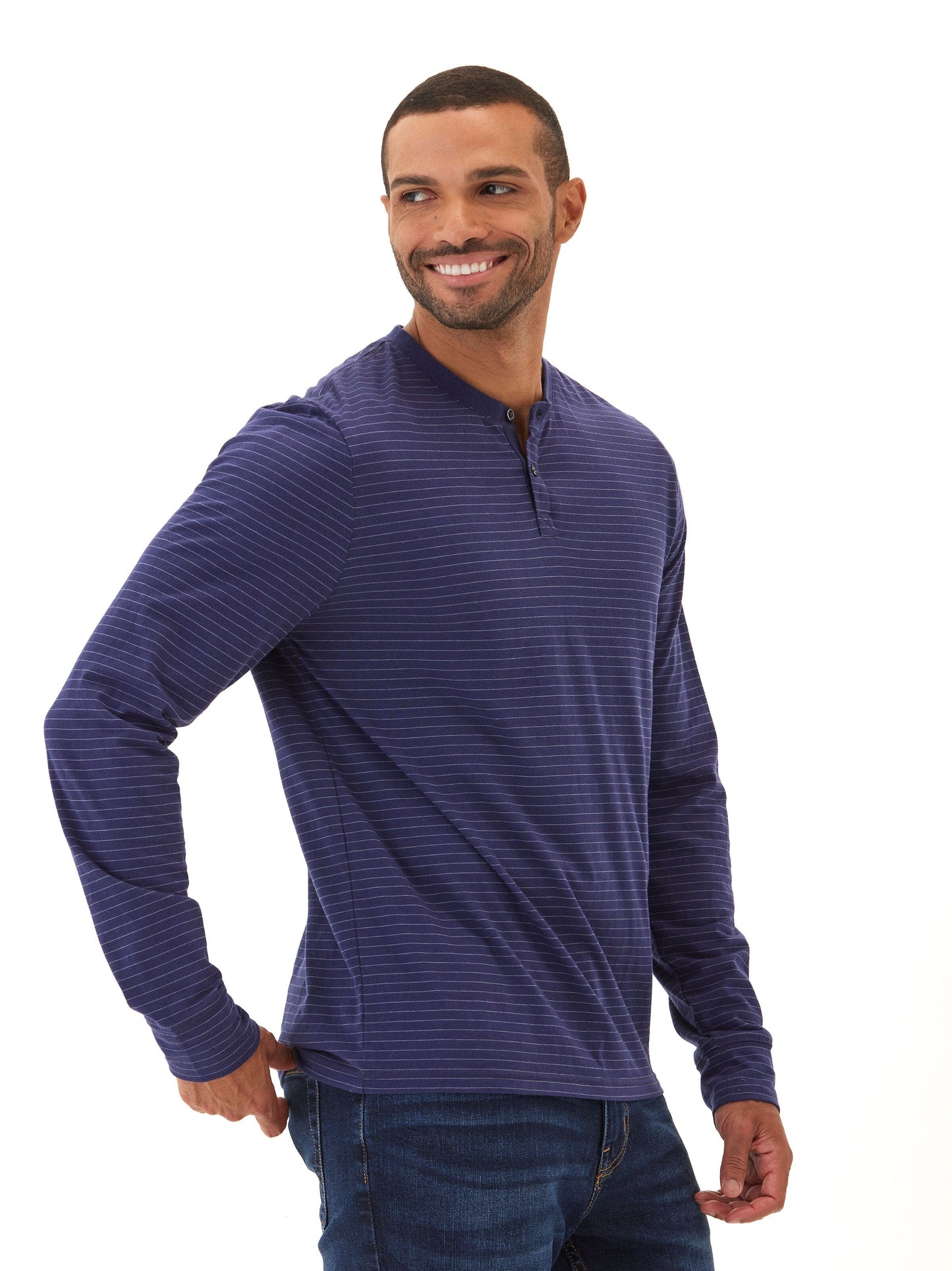 Torryn Triblend Stripe Jersey Long Sleeve Contrast Henley