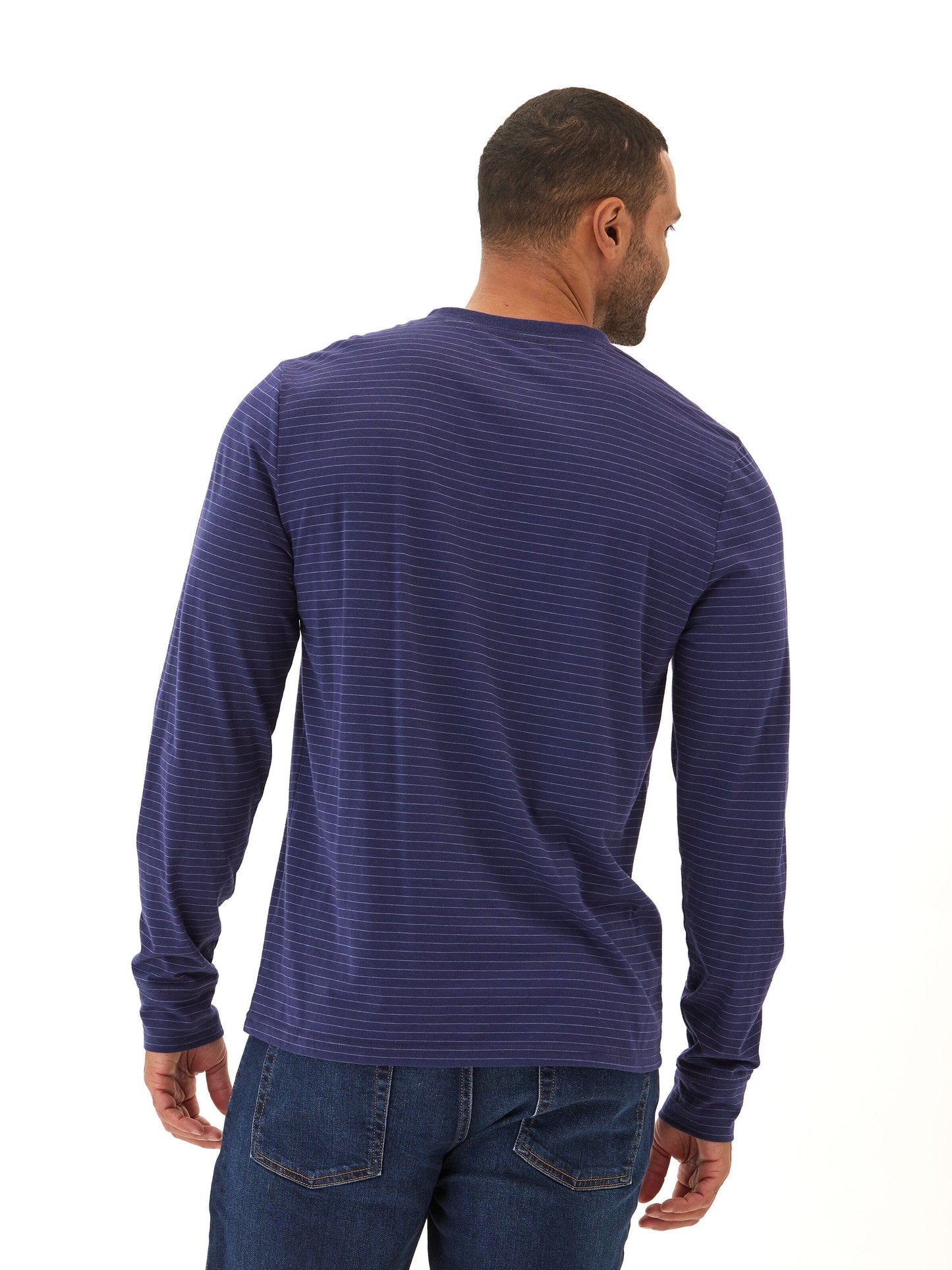 Torryn Triblend Stripe Jersey Long Sleeve Contrast Henley