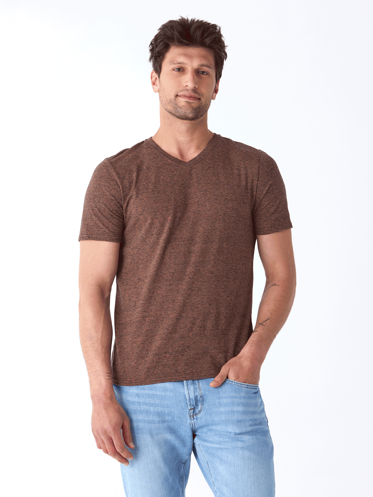 Black Fleck Triblend V-Neck Tee