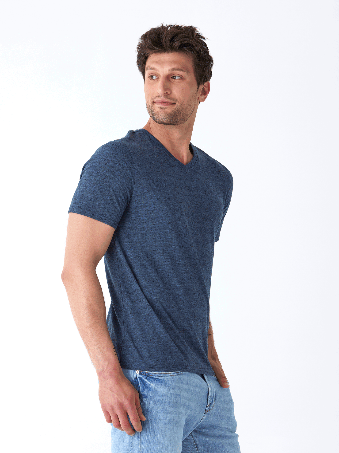 Black Fleck Triblend V-Neck Tee