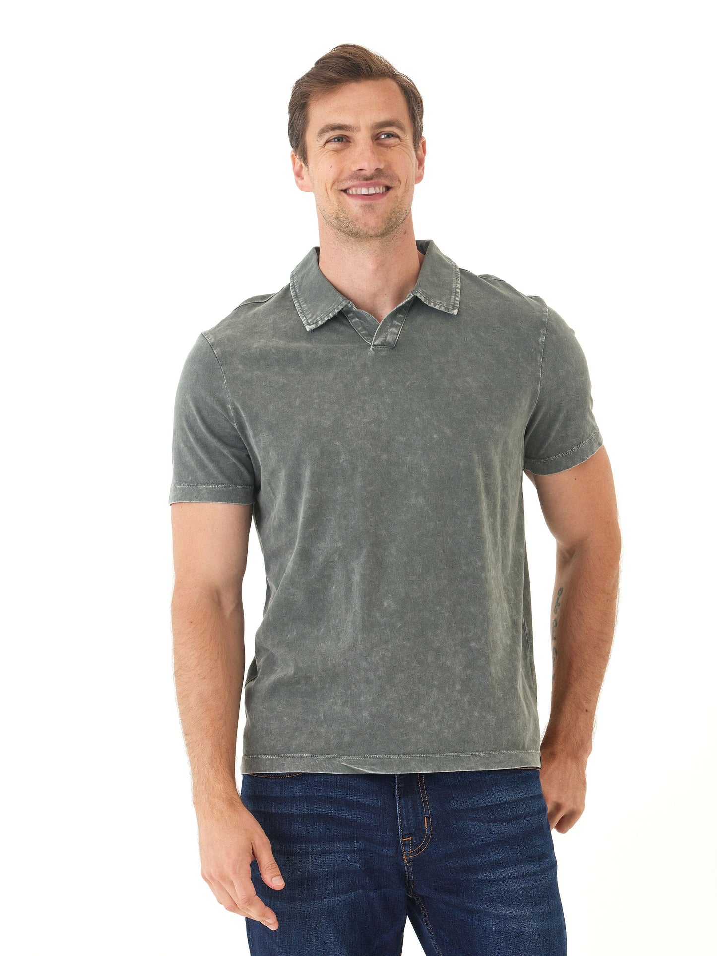 Jared Mineral Wash Eco Cotton Jersey Short Sleeve Polo