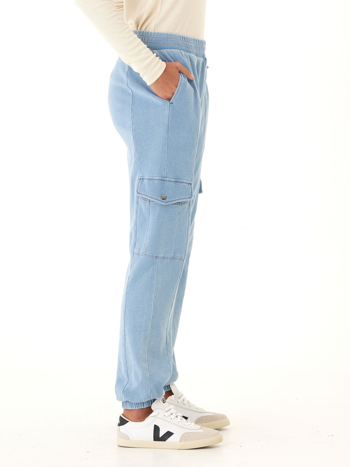 Daphnie Denim Terry Cargo Jogger