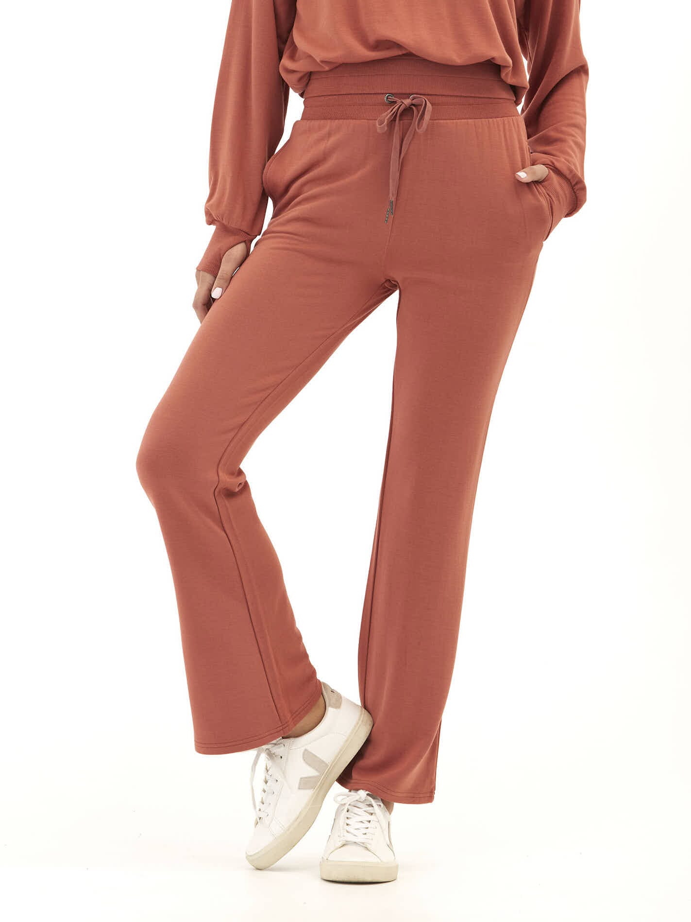 Nicolle Feather Fleece Flare Hem Pant