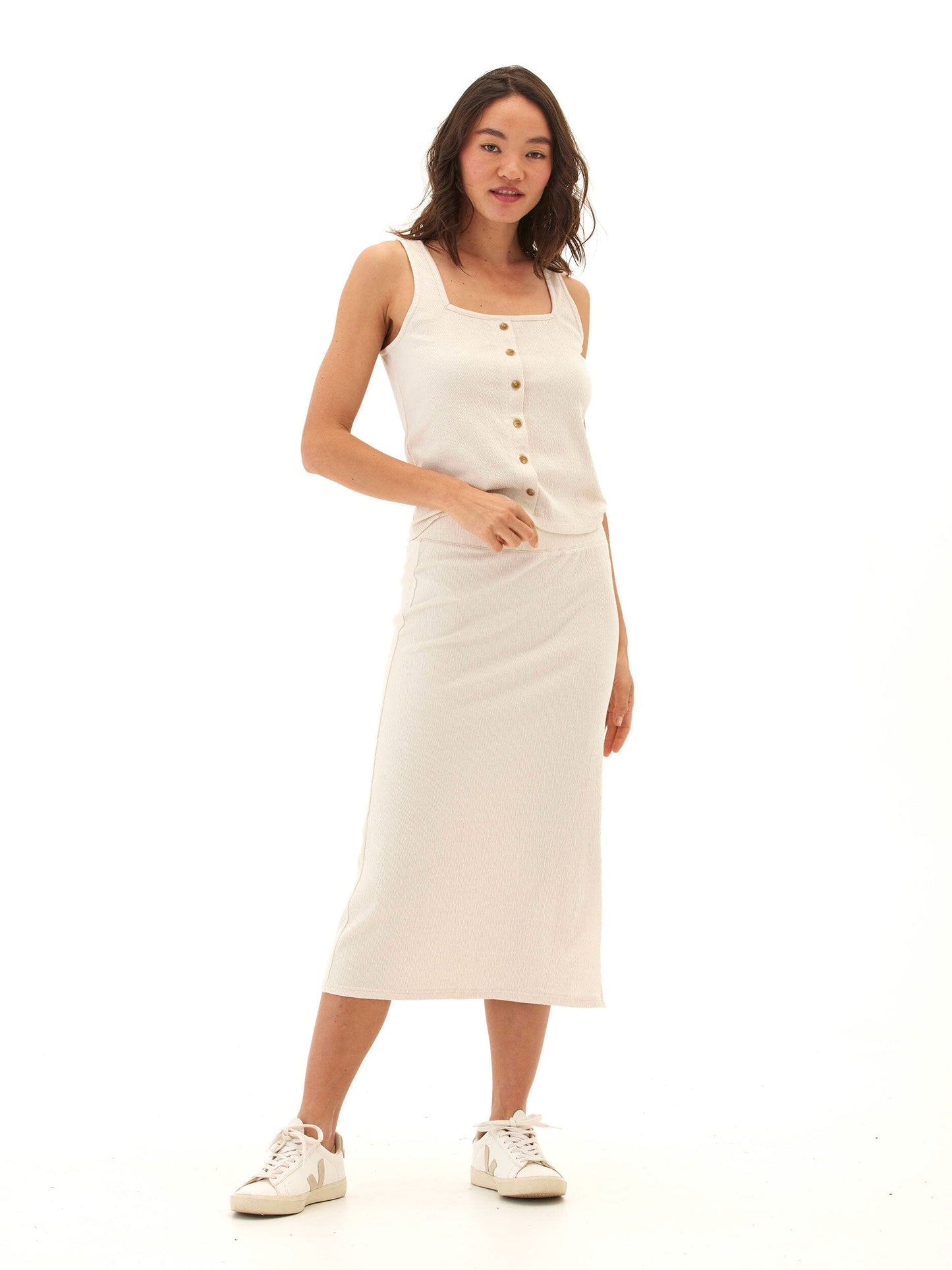 Adella Smocked Jersey Midi Skirt