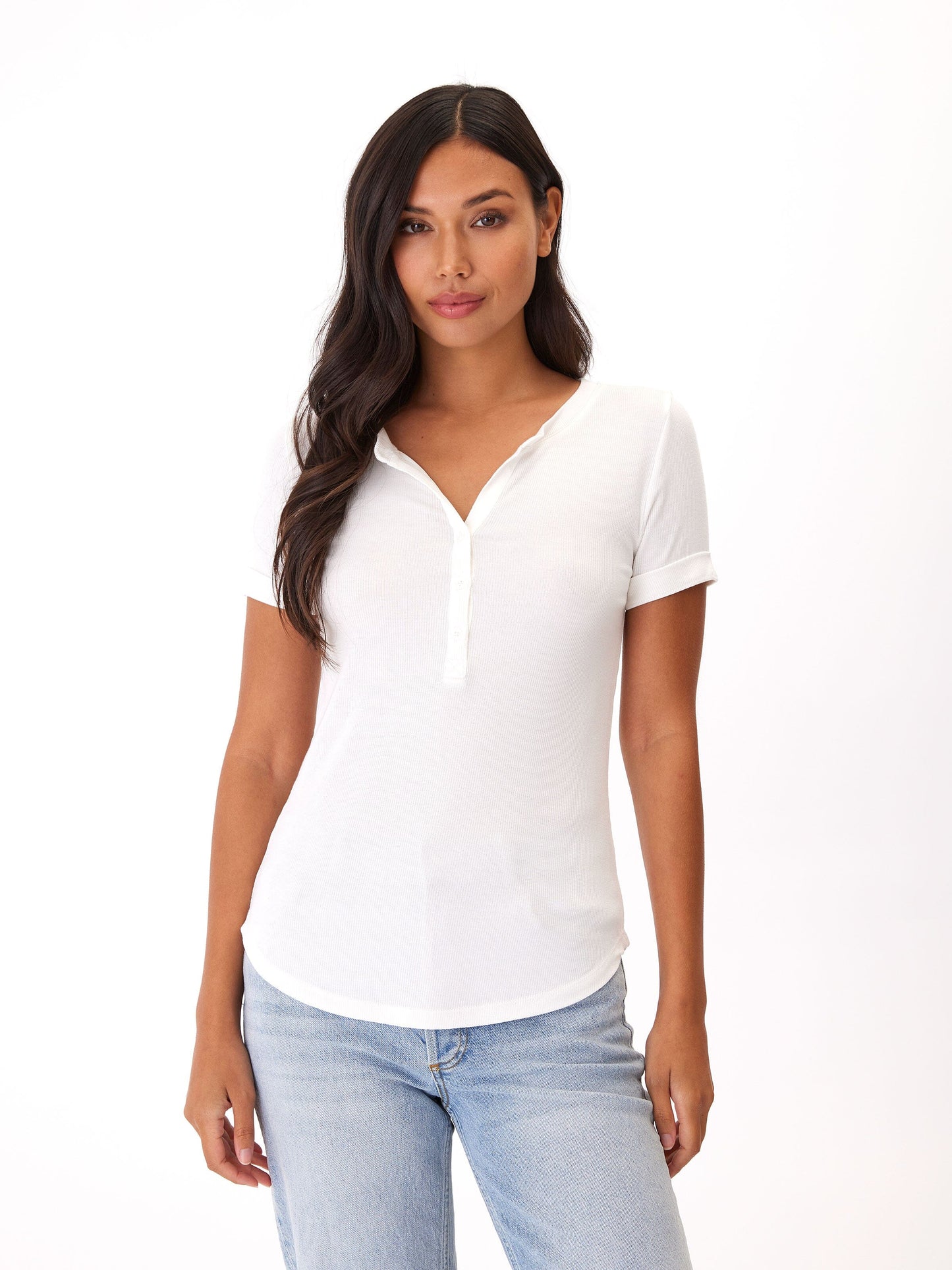 Akia Feather Rib Henley Tee