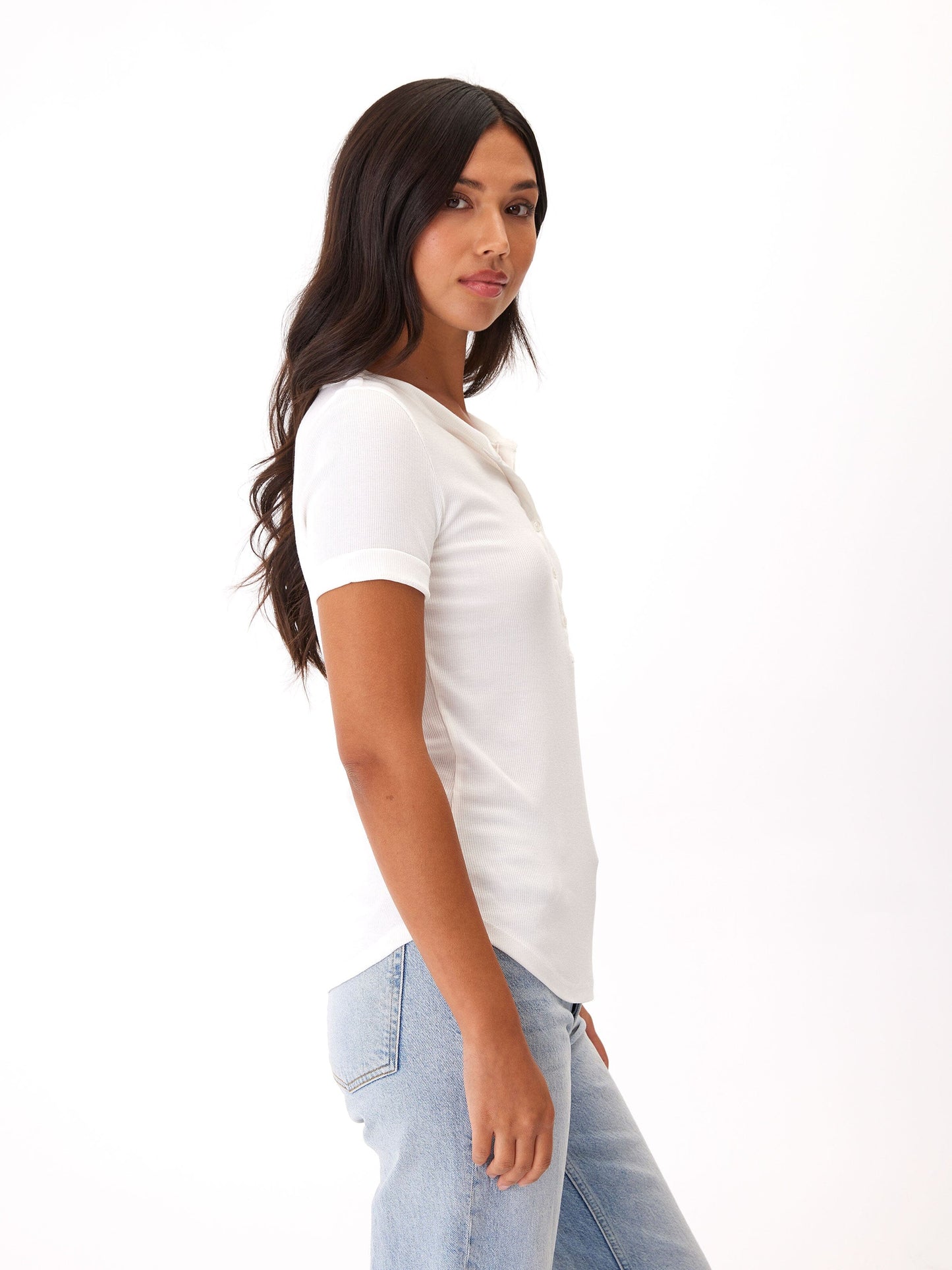 Akia Feather Rib Henley Tee