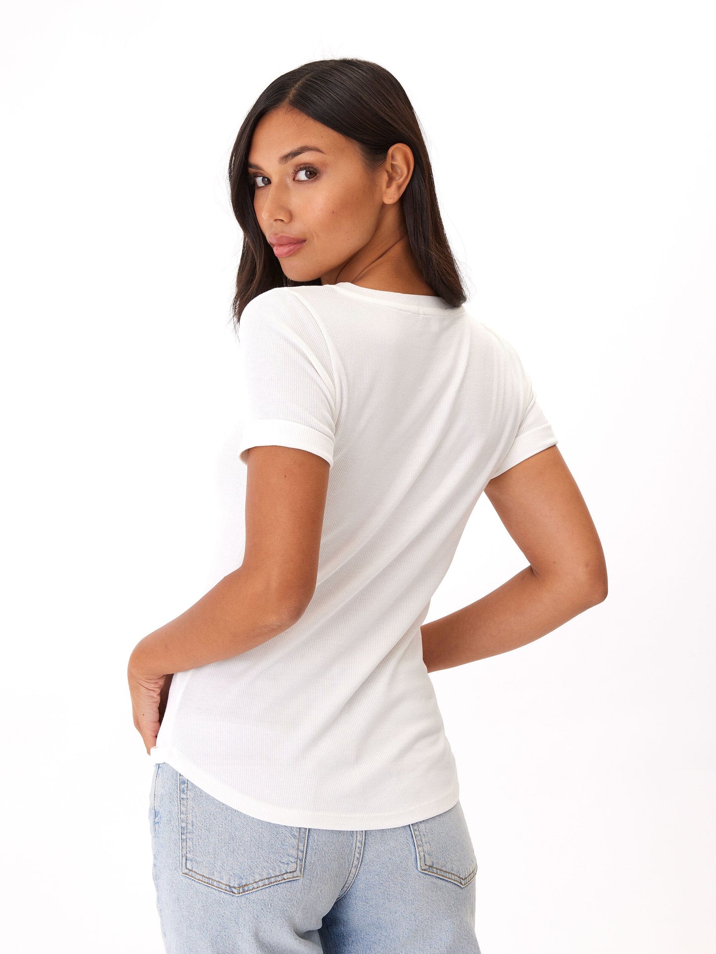 Akia Feather Rib Henley Tee
