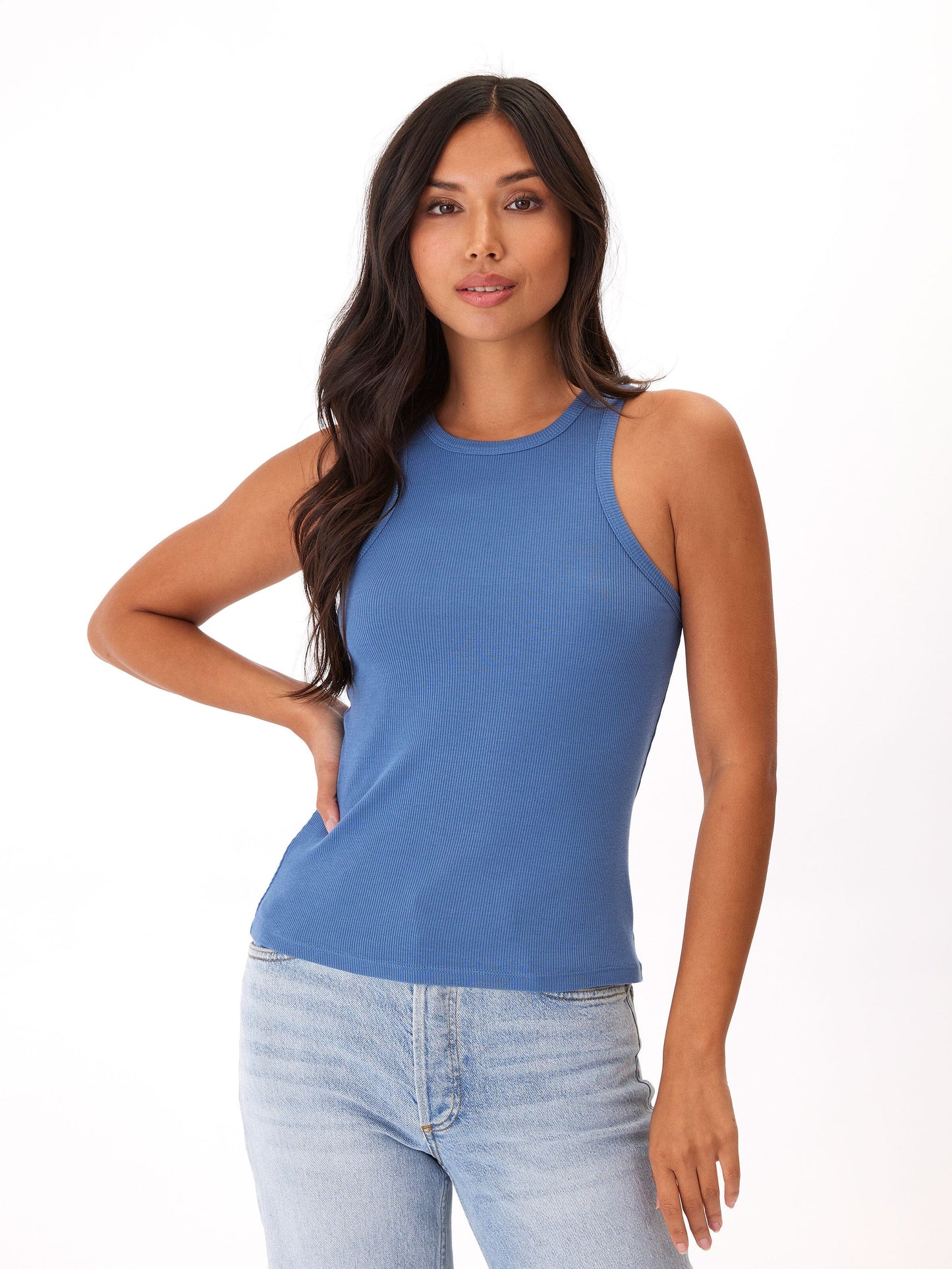Bailey Feather Rib High Neck Tank