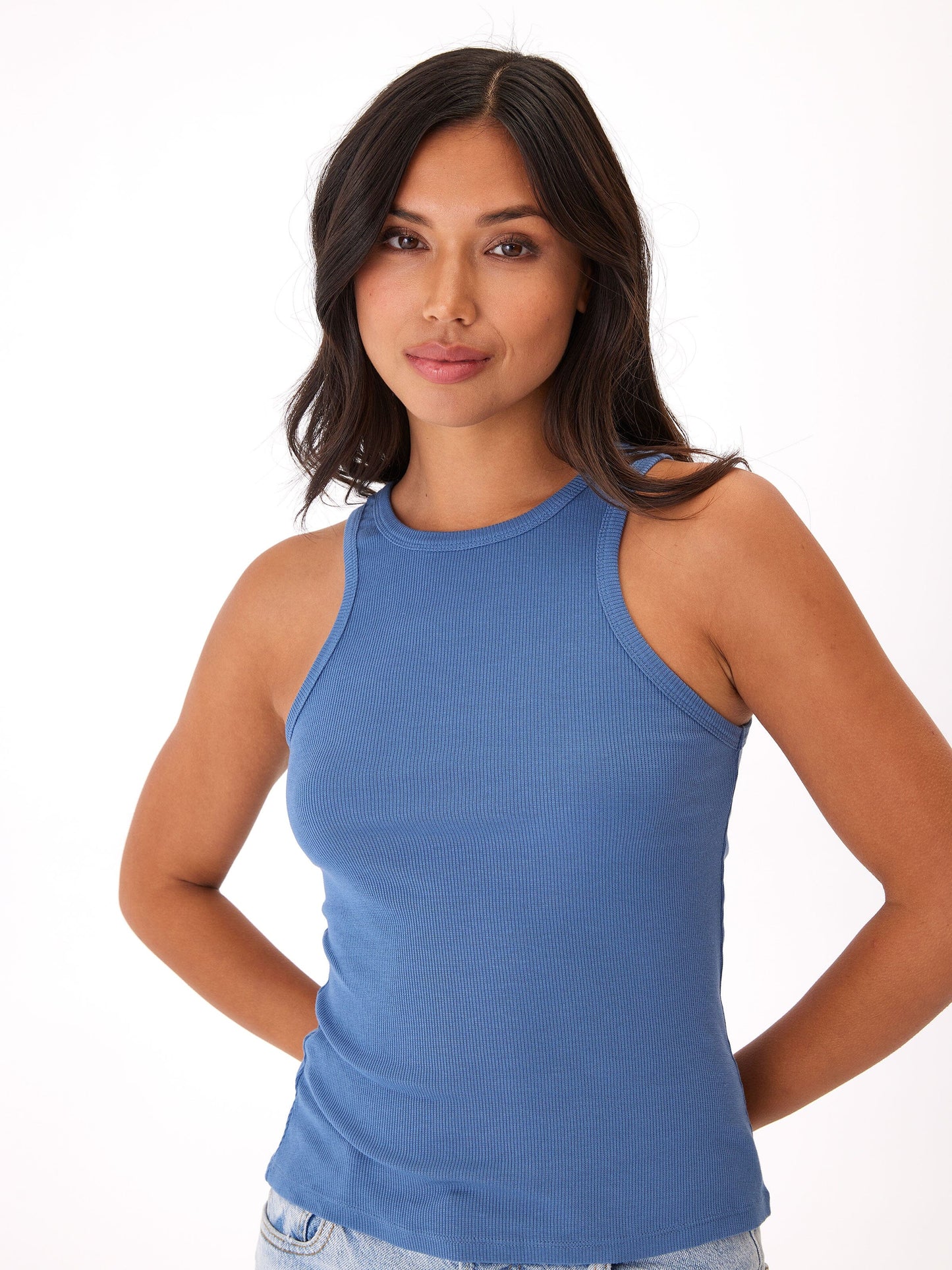 Bailey Feather Rib High Neck Tank