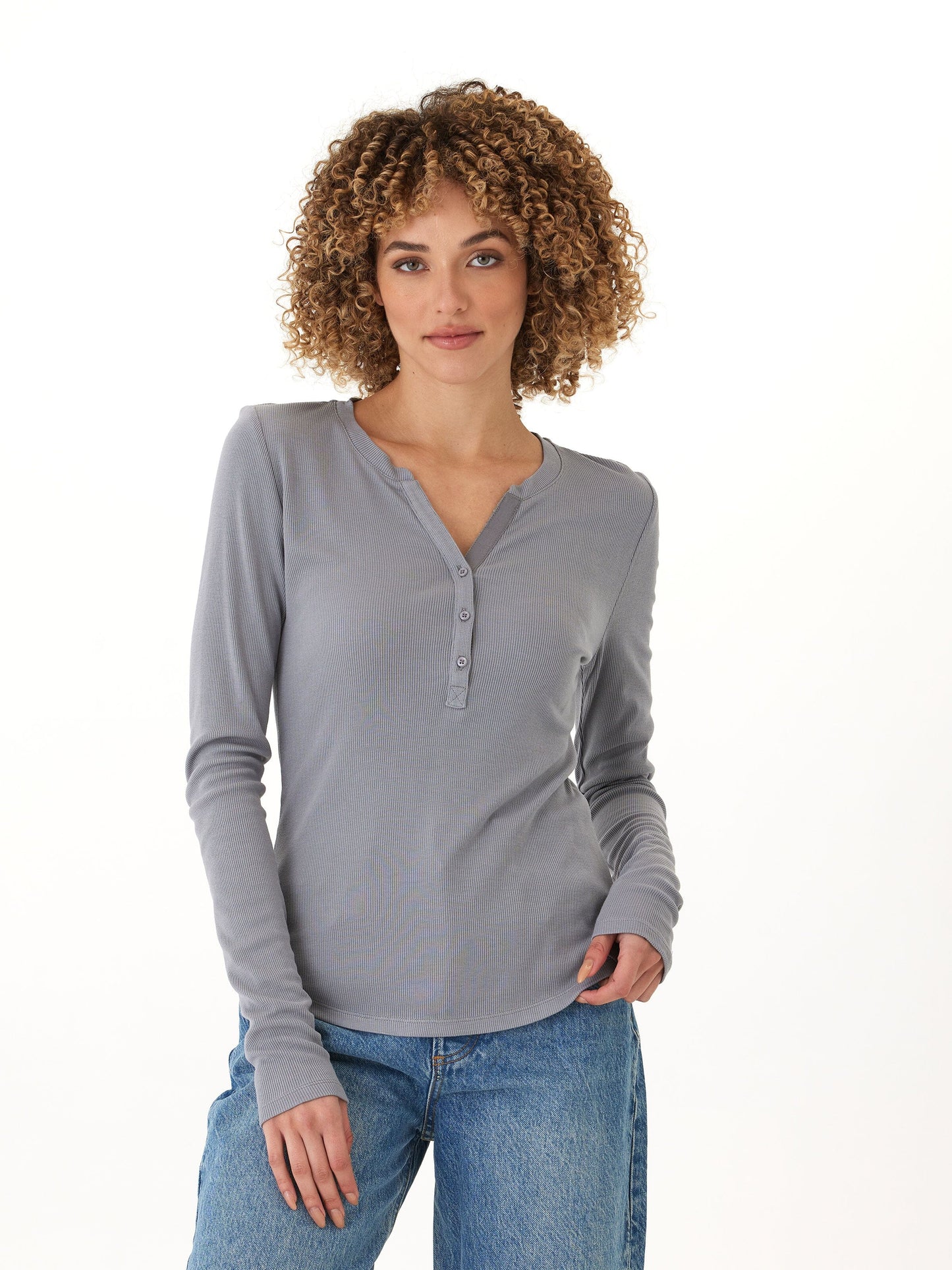 Akia Feather Rib Long Sleeve Henley