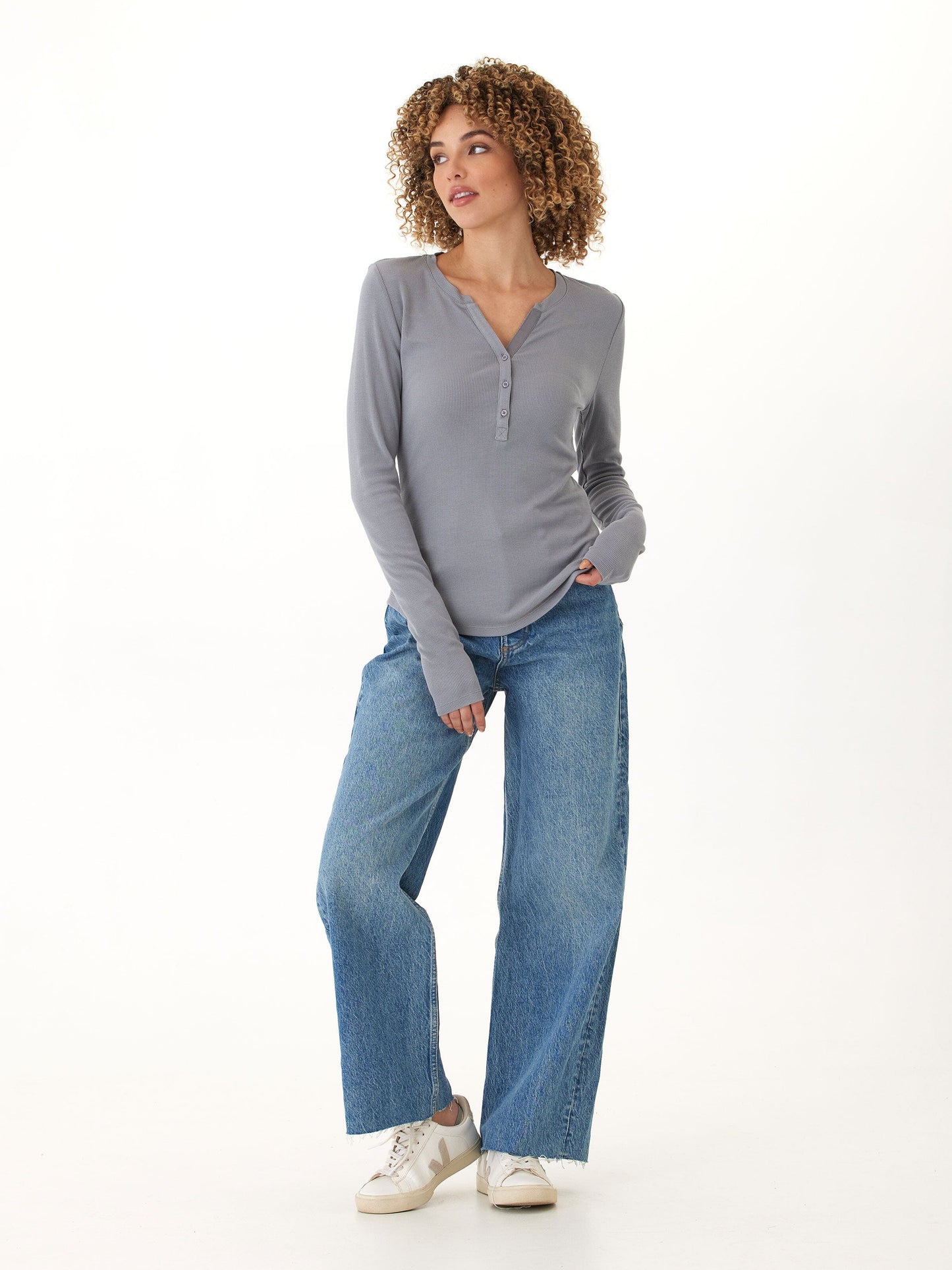 Akia Feather Rib Long Sleeve Henley