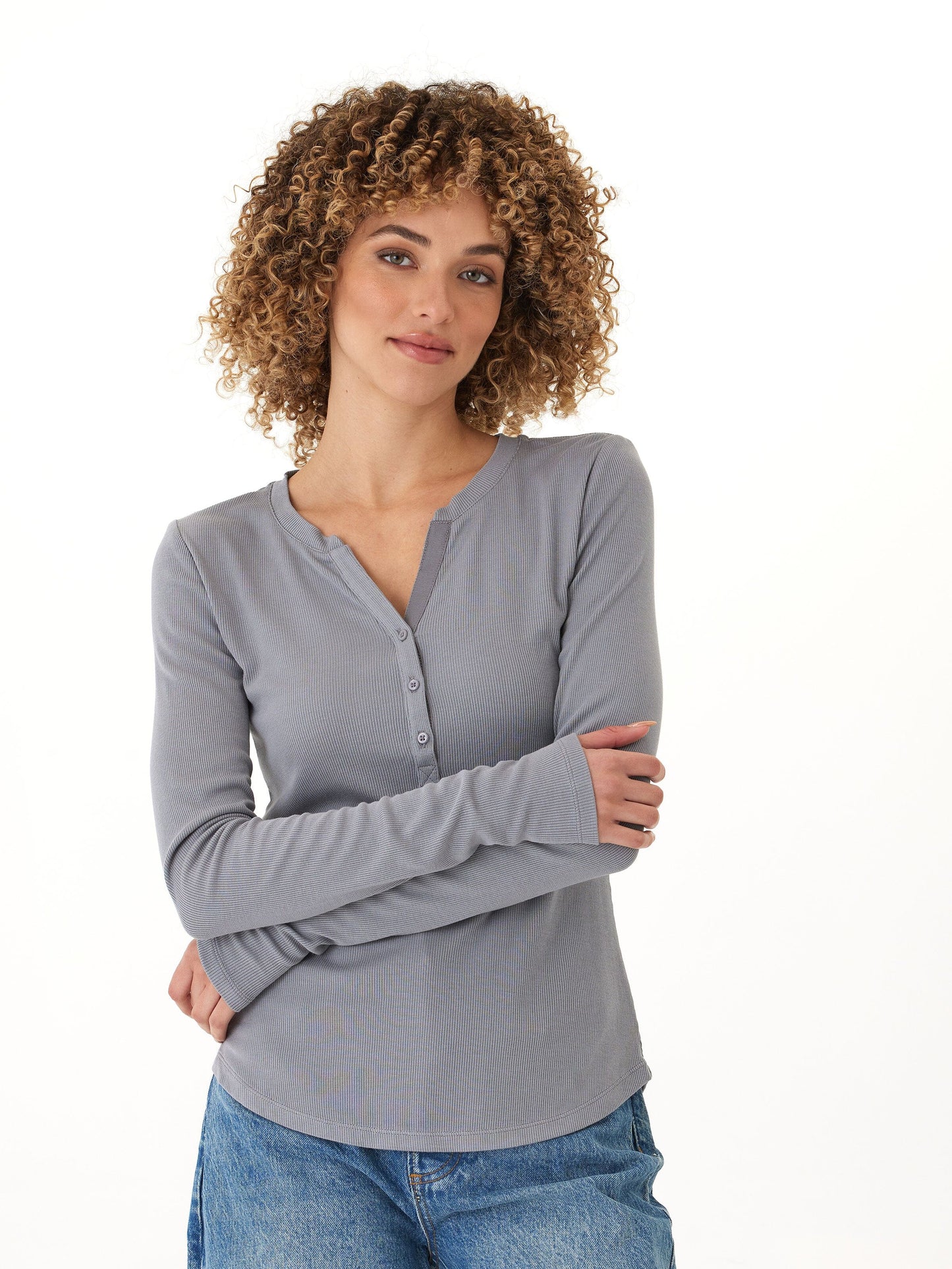 Akia Feather Rib Long Sleeve Henley