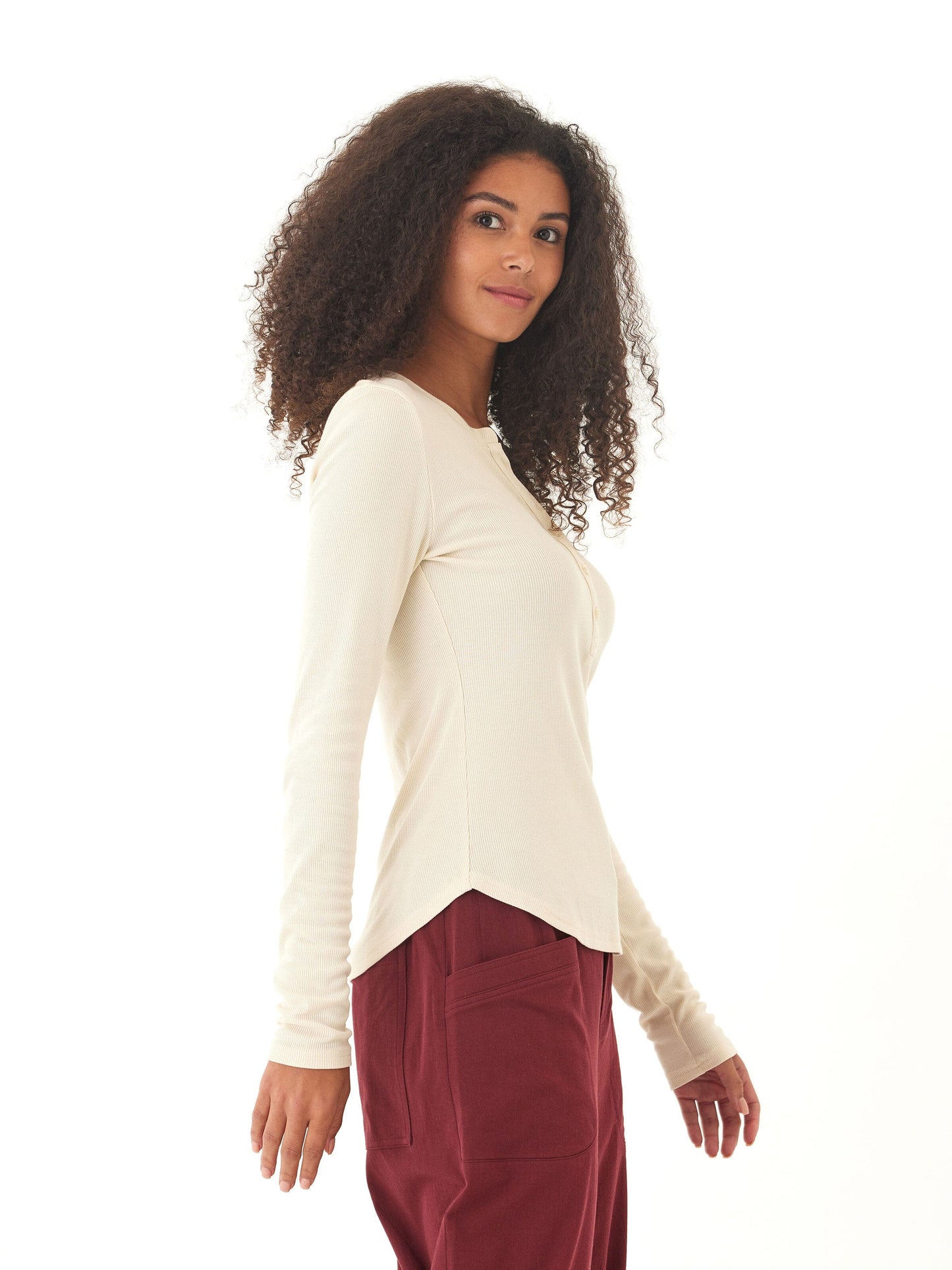 Akia Feather Rib Long Sleeve Henley