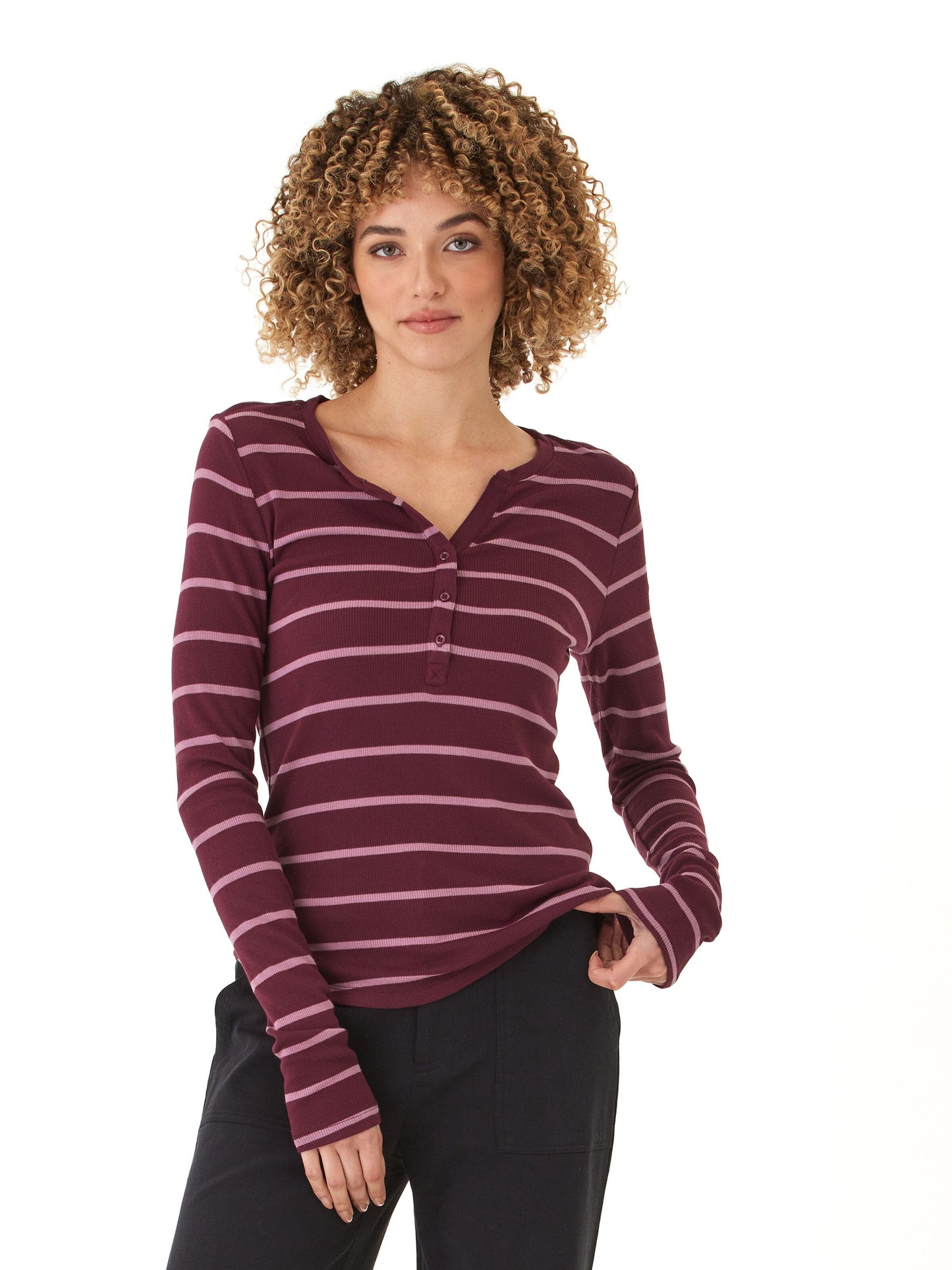Akia Feather Rib Long Sleeve Henley