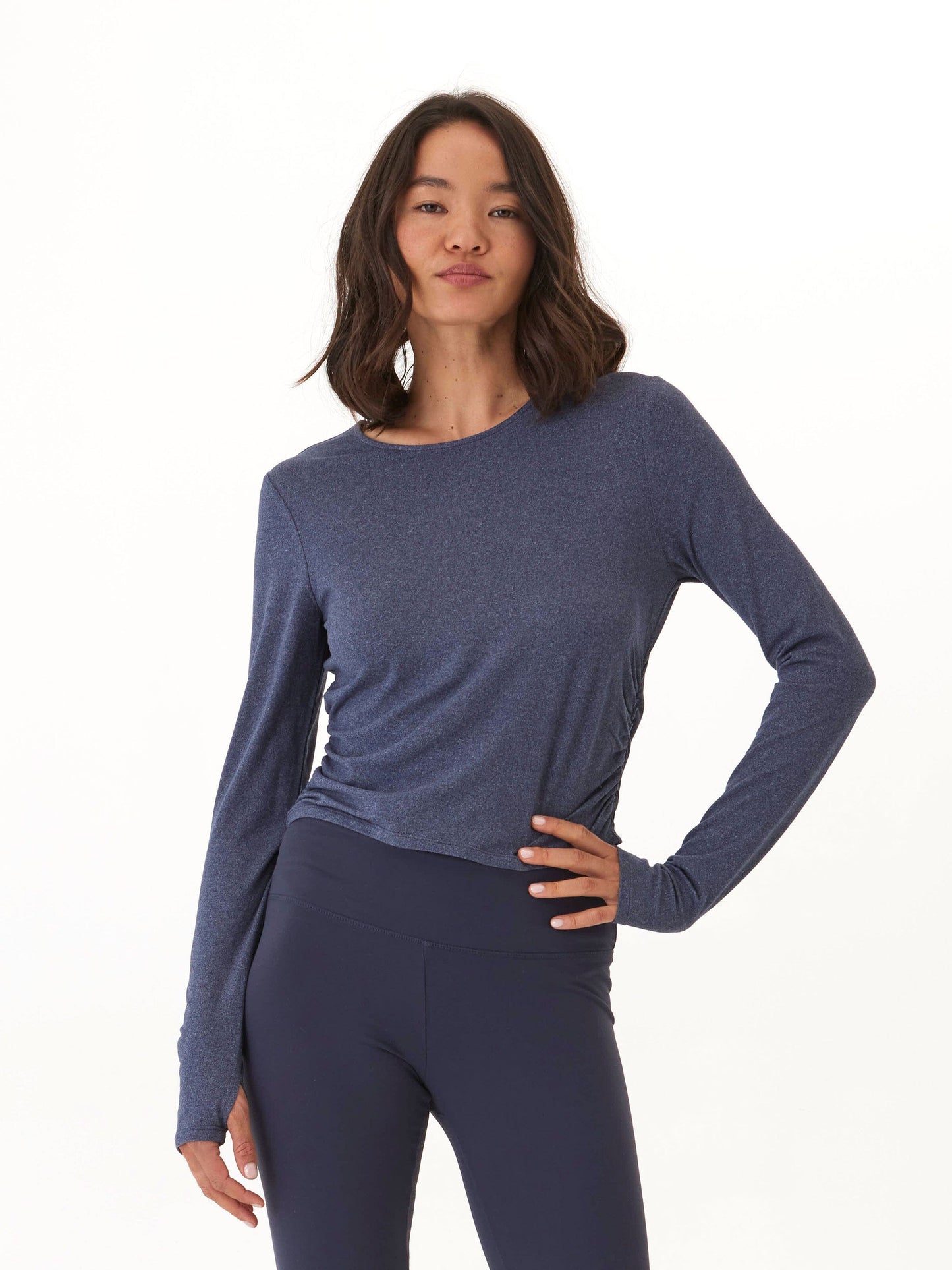 Amabella Heather Luxe Jersey Ruched Long Sleeve