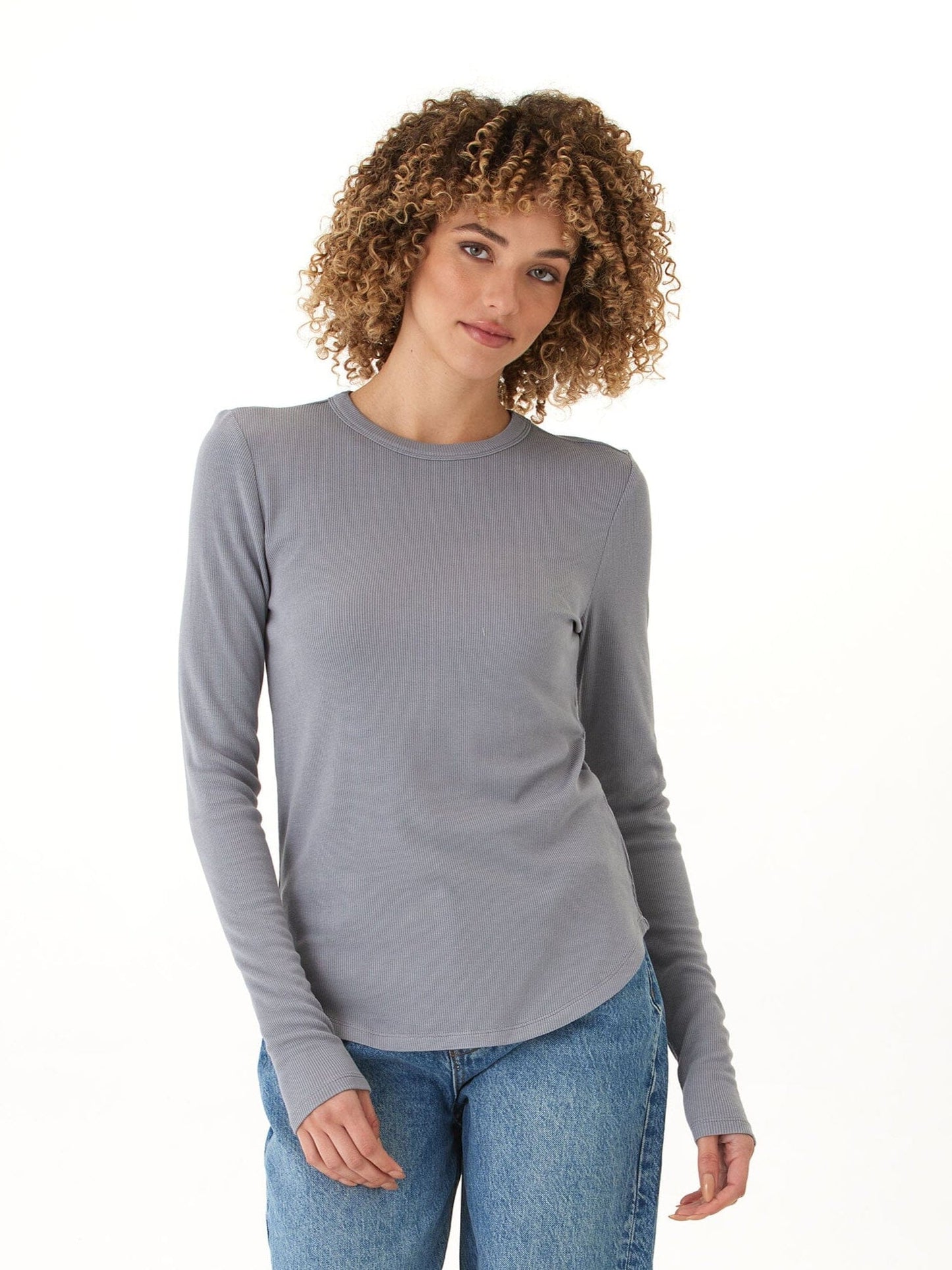 Torri Feather Rib Long Sleeve Crew Tee