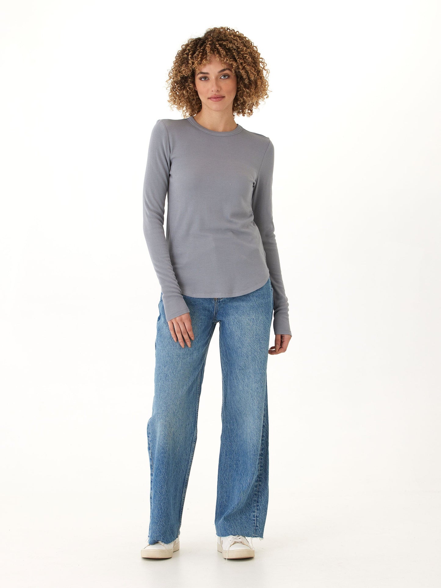 Torri Feather Rib Long Sleeve Crew Tee