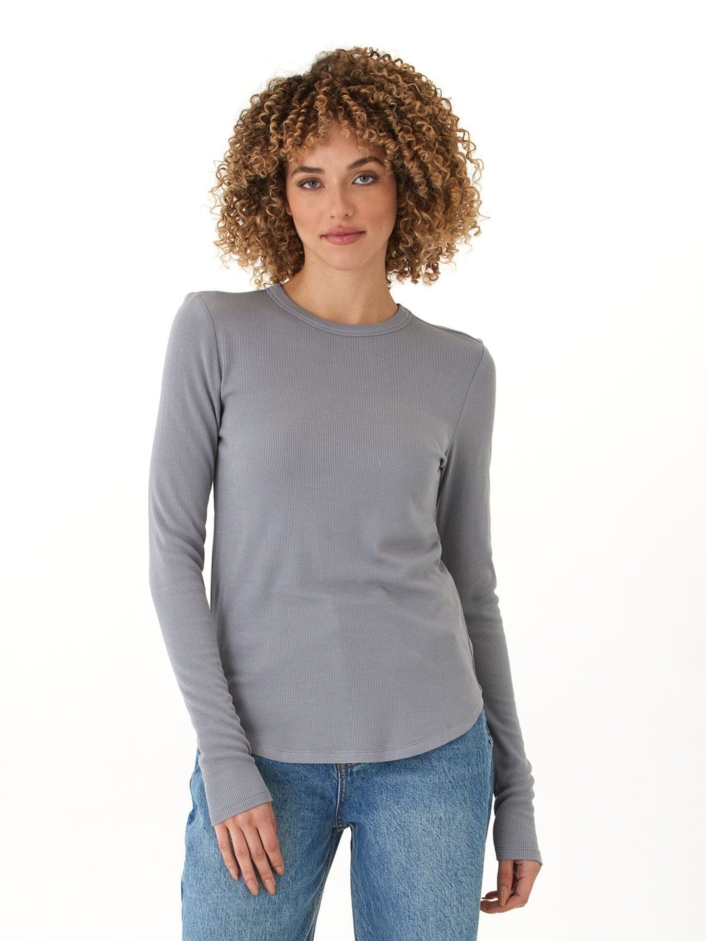 Torri Feather Rib Long Sleeve Crew Tee